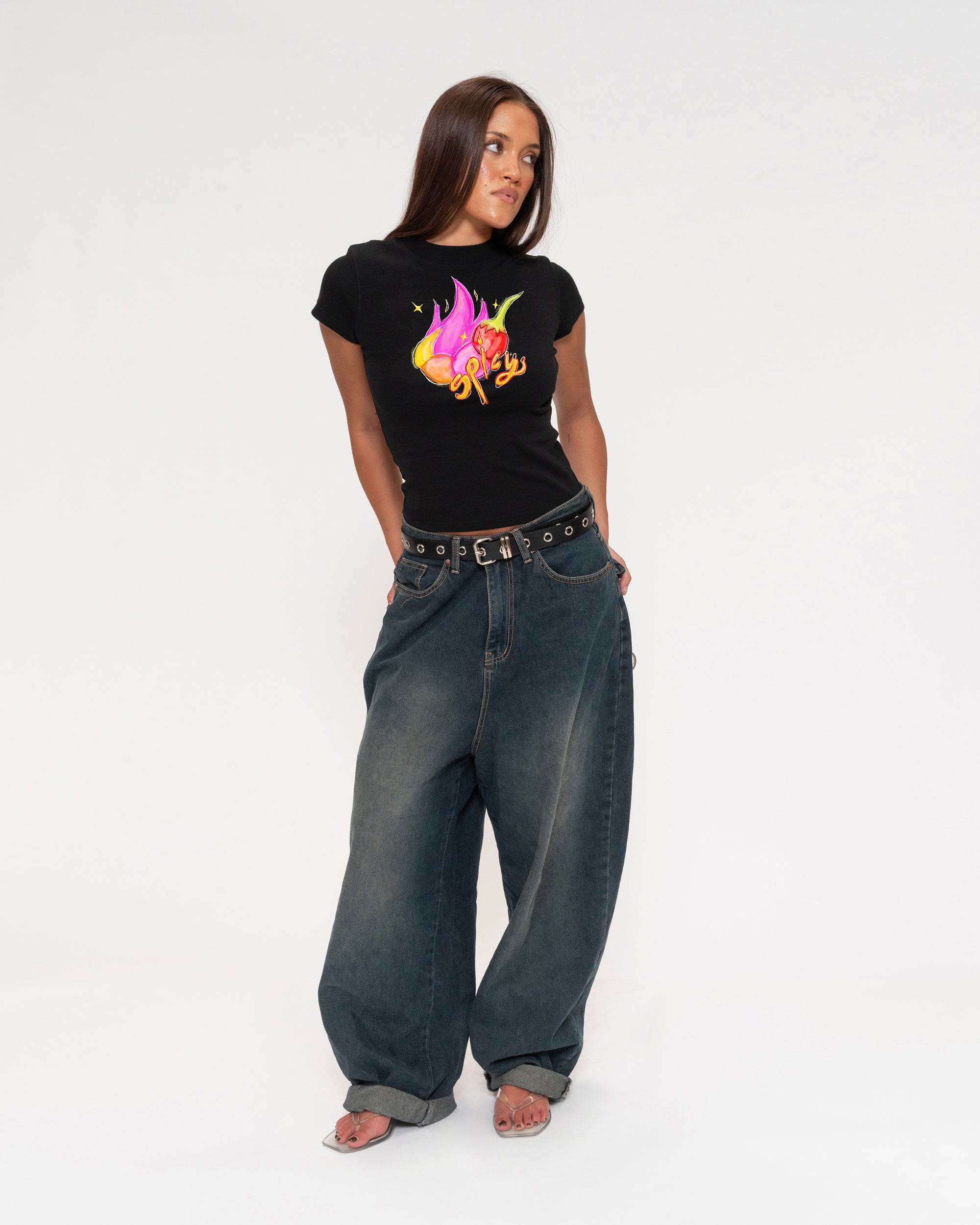 Spicy Black Longline Baby Tee