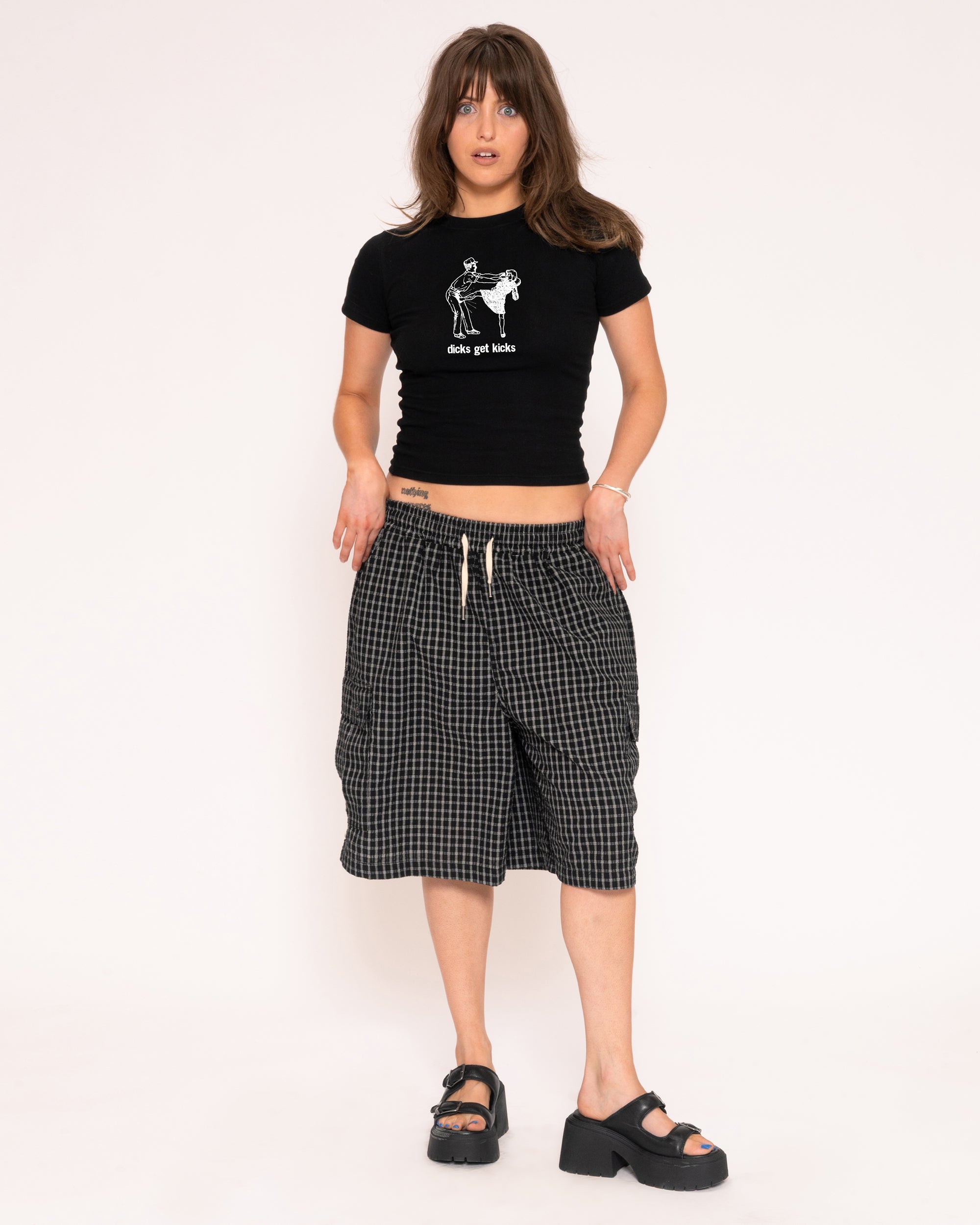 Dicks Get Kicks Black Longline Baby Tee