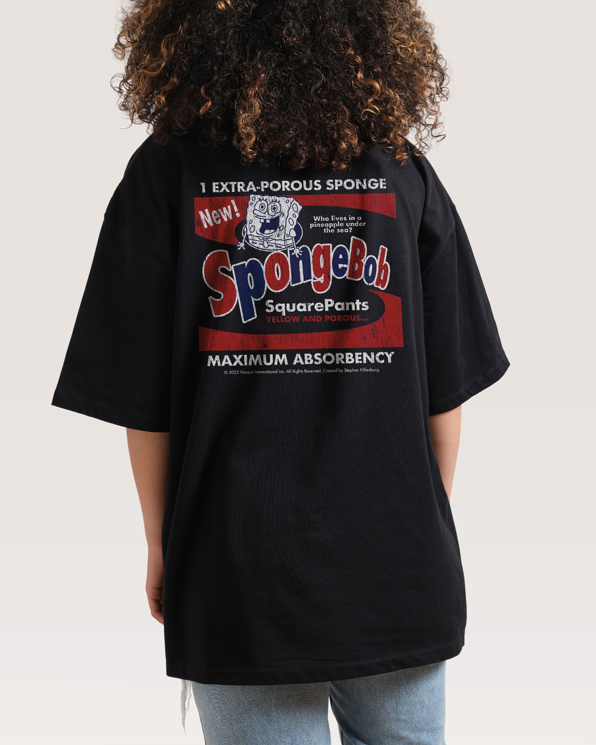 Spongebob Bob Black Oversized Tee
