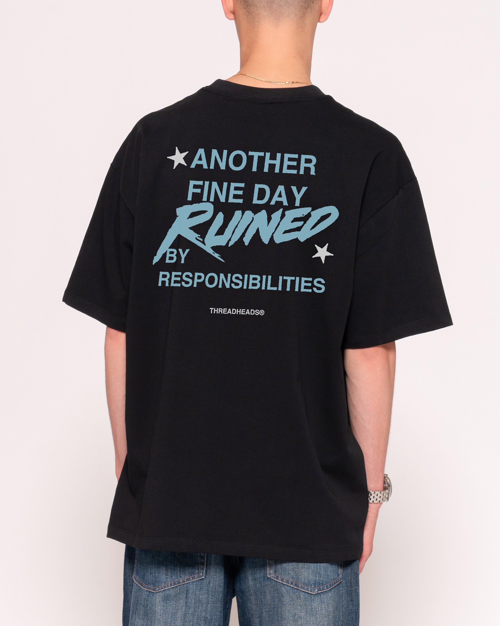Another Fine Day Ruined Black Oversized Tee