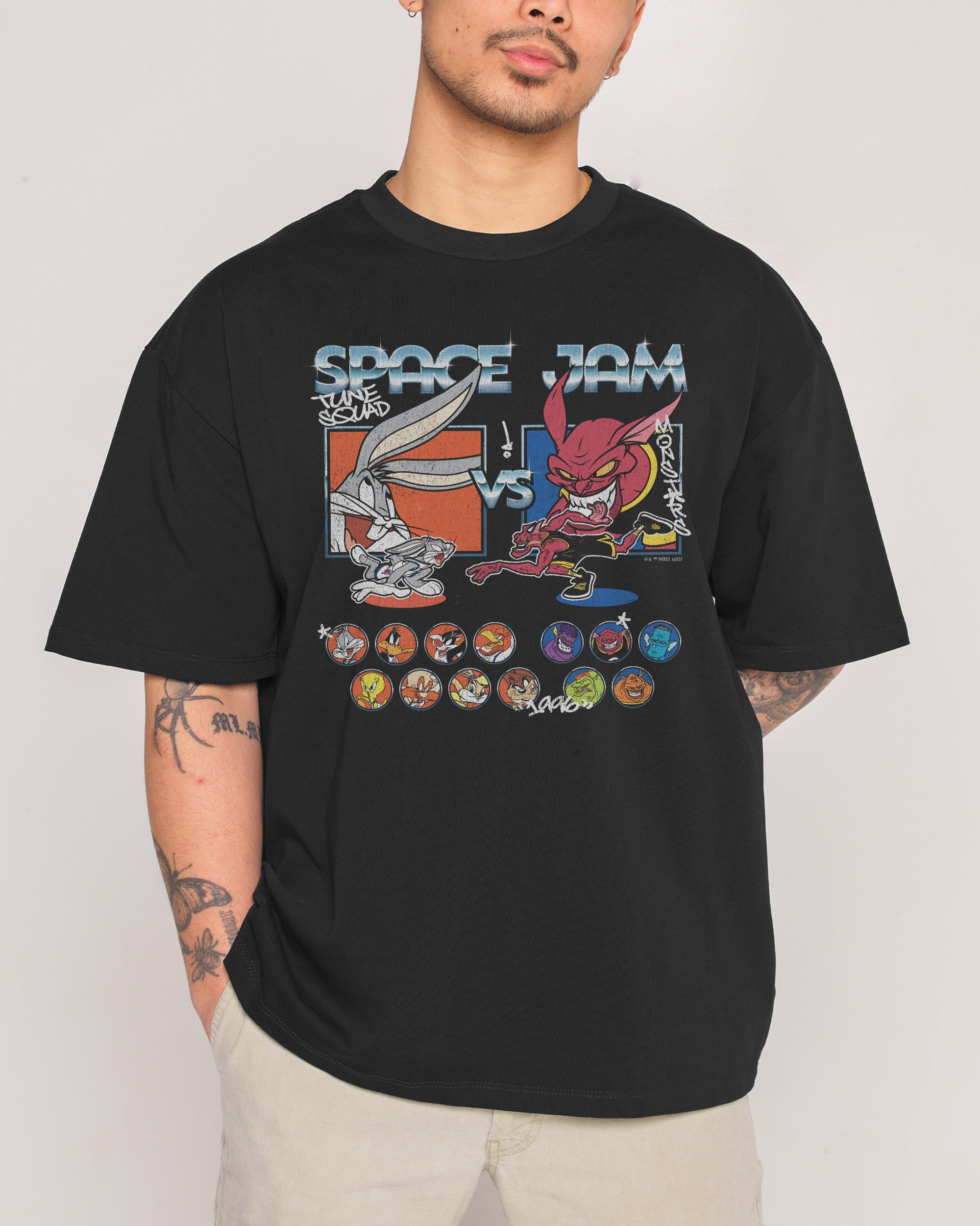 Tune Squad v Monsters Black Oversized Tee