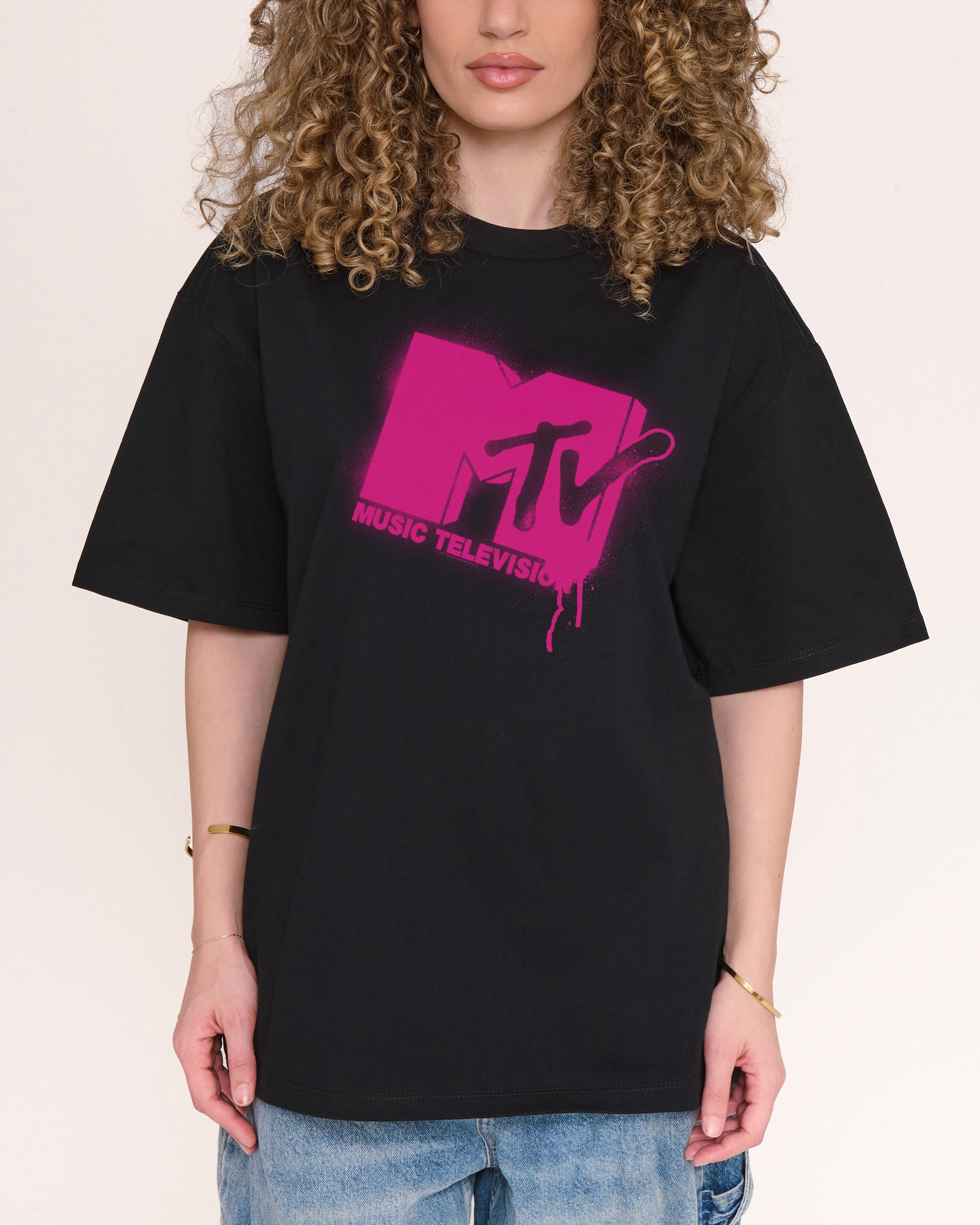 Graffiti MTV Black Oversized Tee