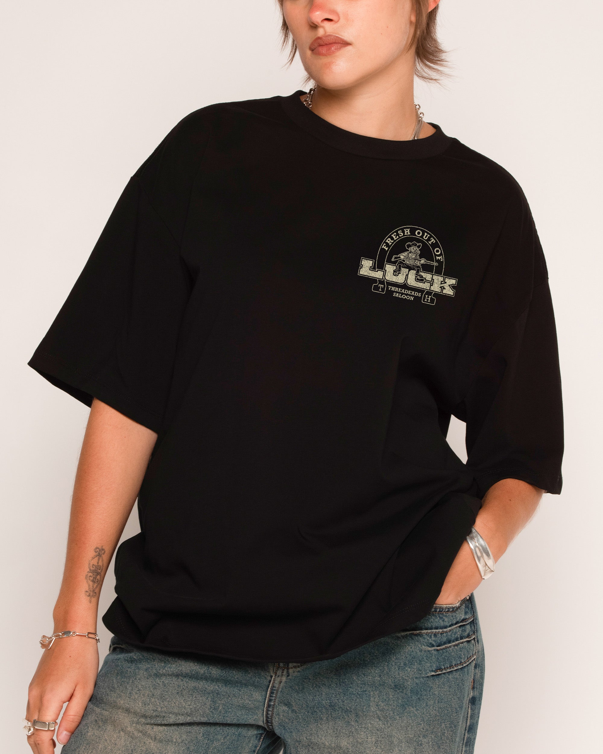 Fresh Out of Luck Black Oversized Tee