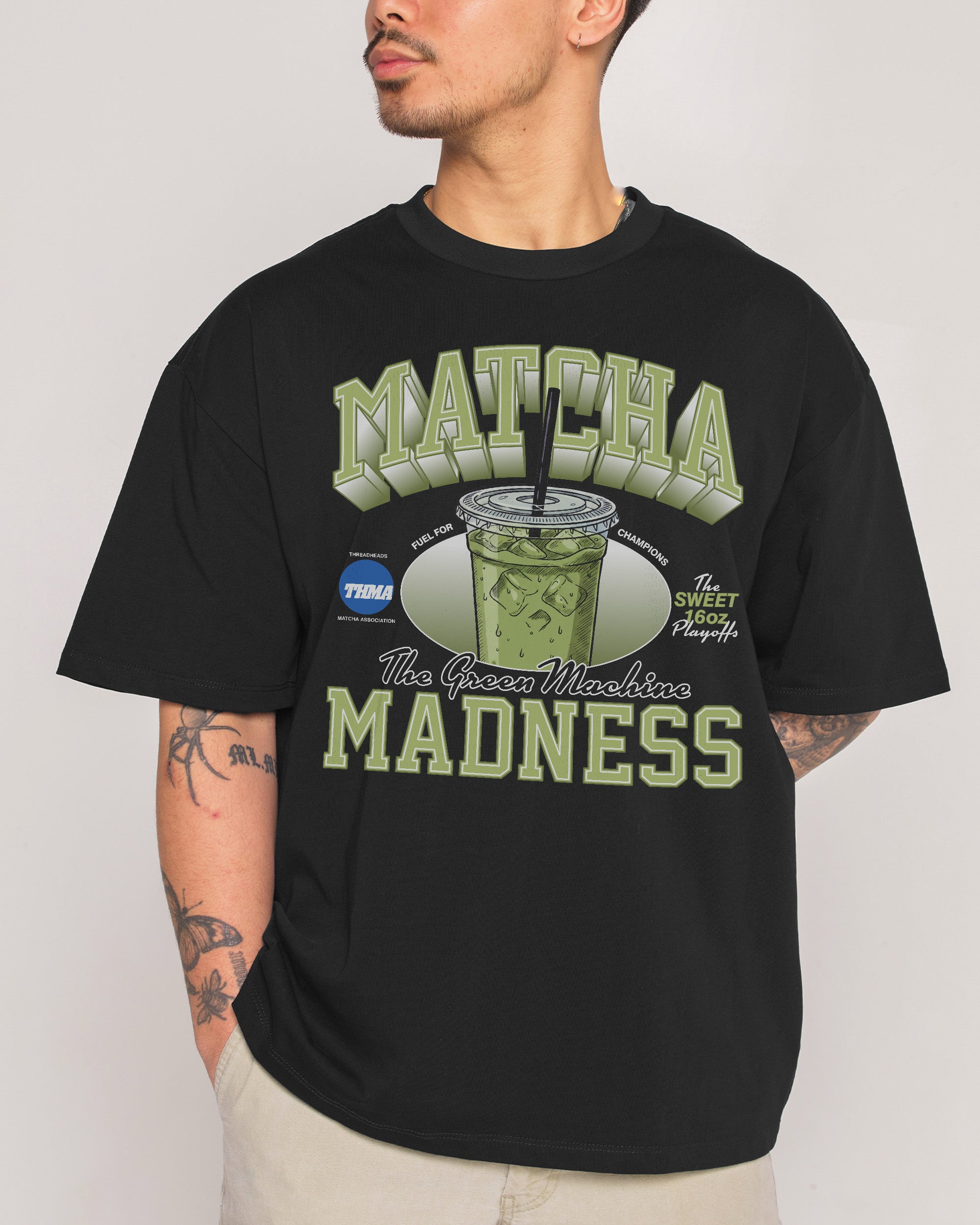 Matcha Madness Black Oversized Tee
