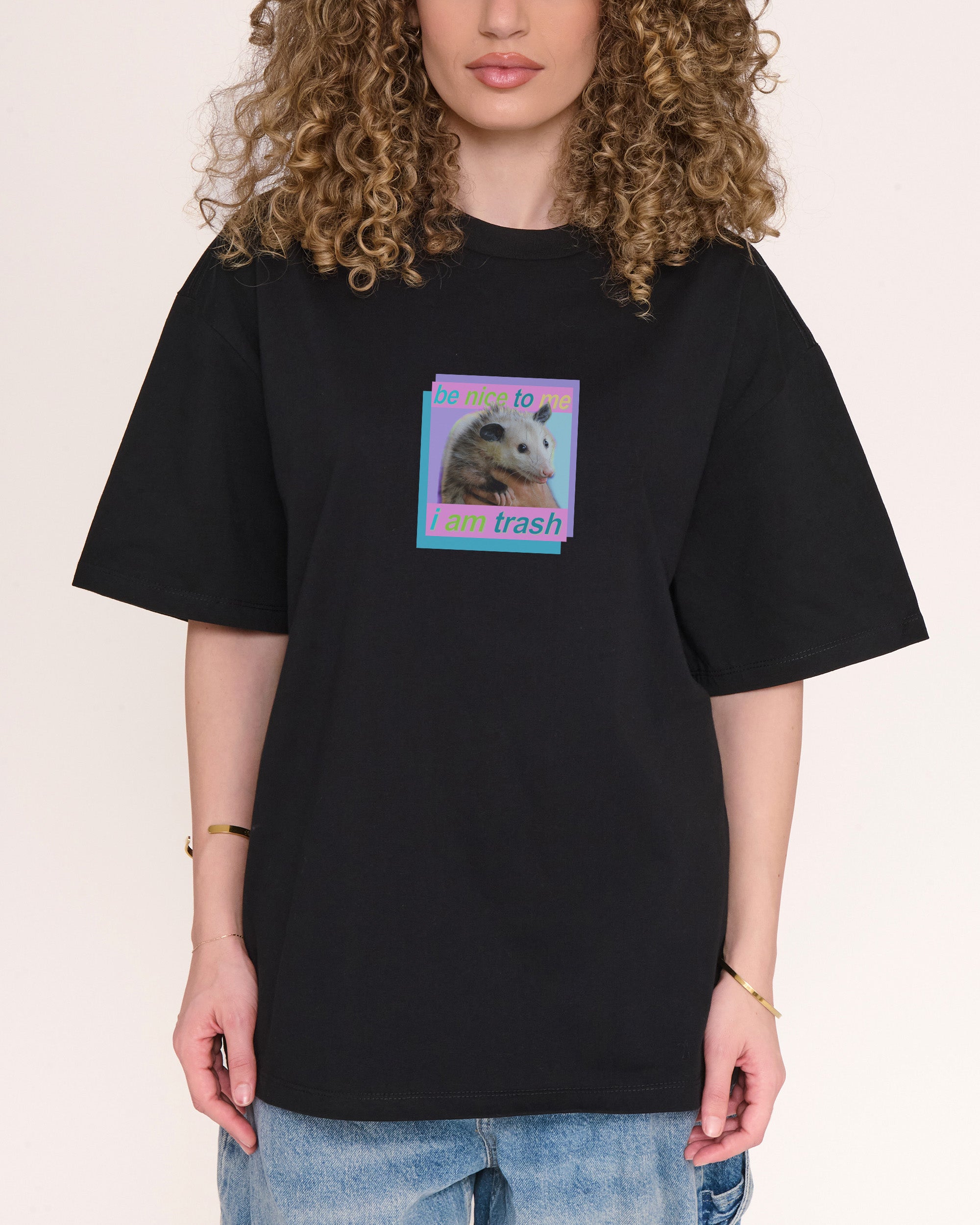 Be Nice to Me Black Oversized Tee