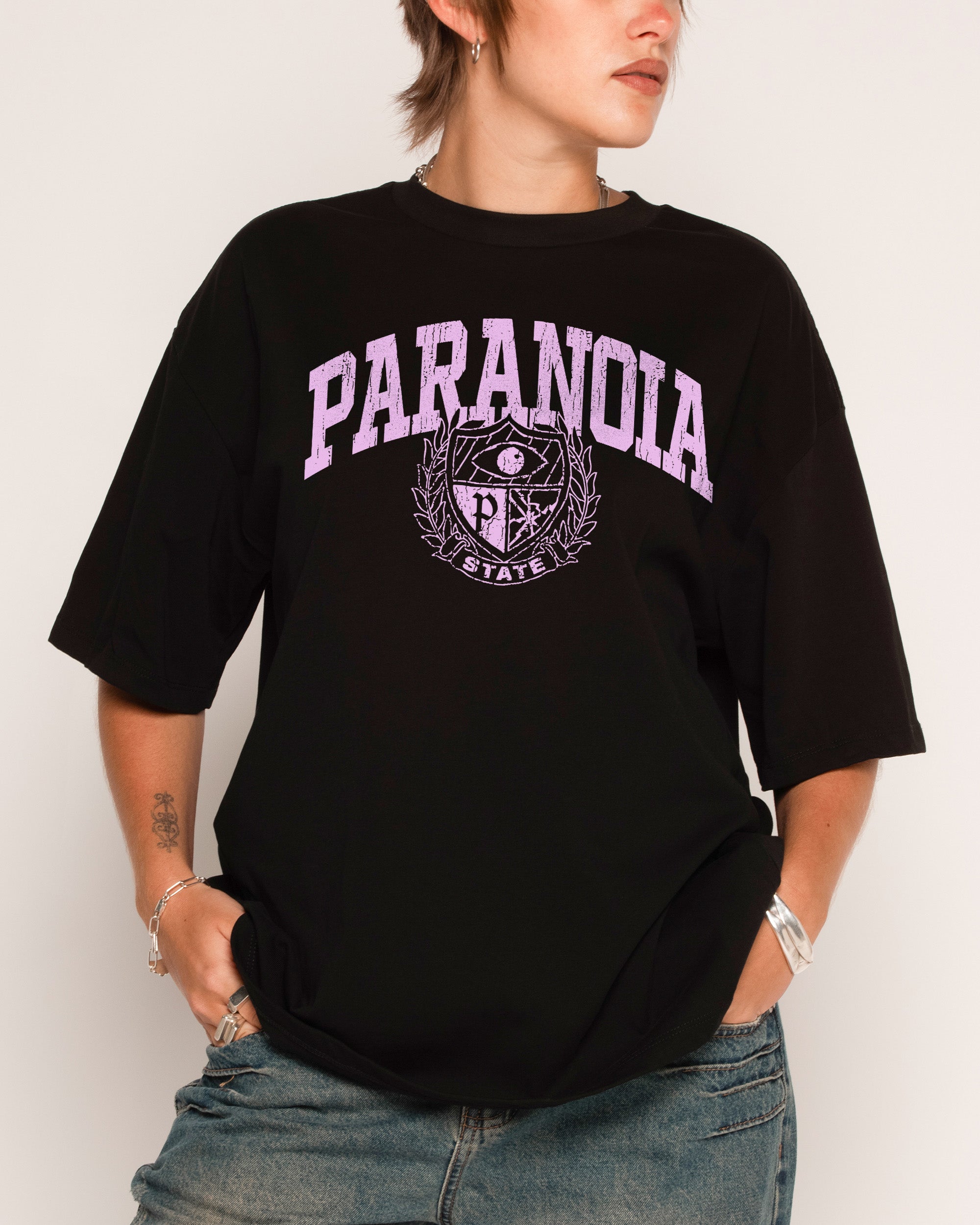 Paranoia State Black Oversized Tee