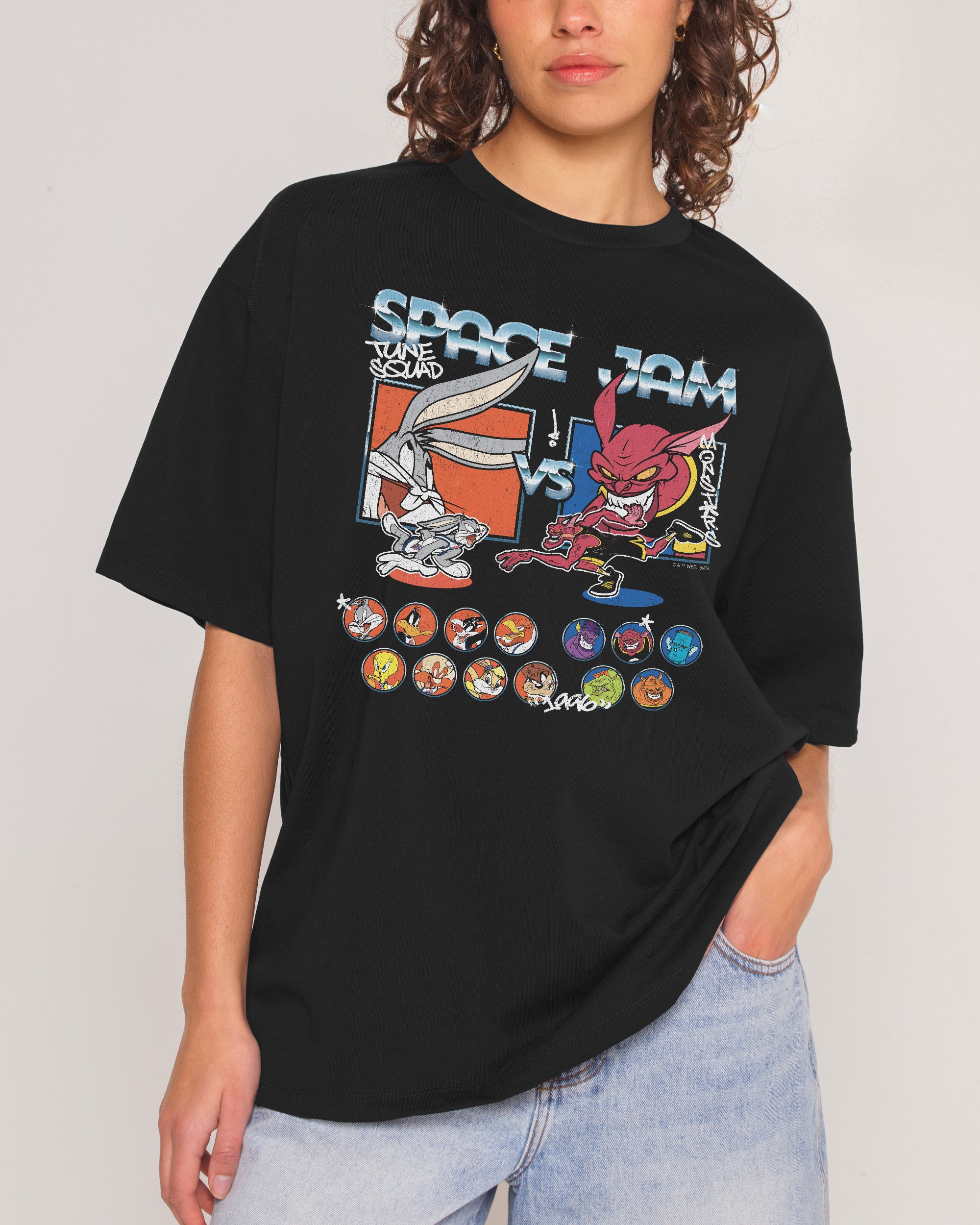 Tune Squad v Monsters Black Oversized Tee