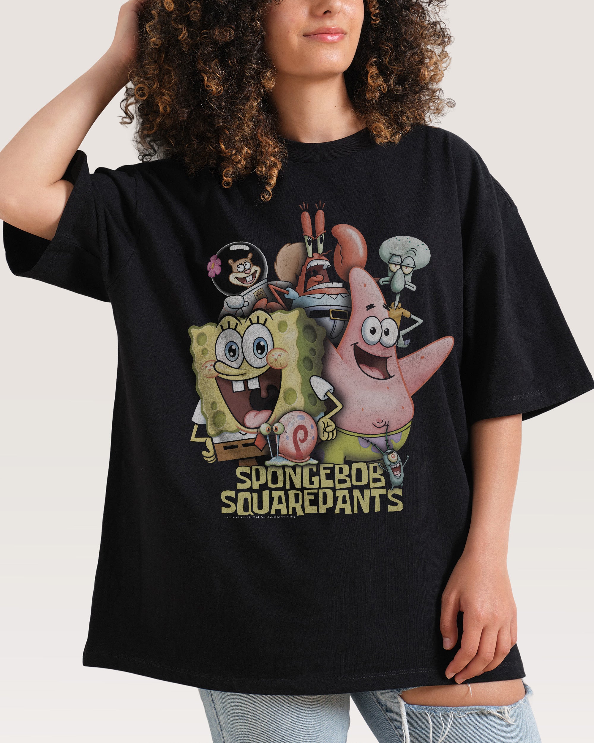 Bikini Bottom Crew Black Oversized Tee