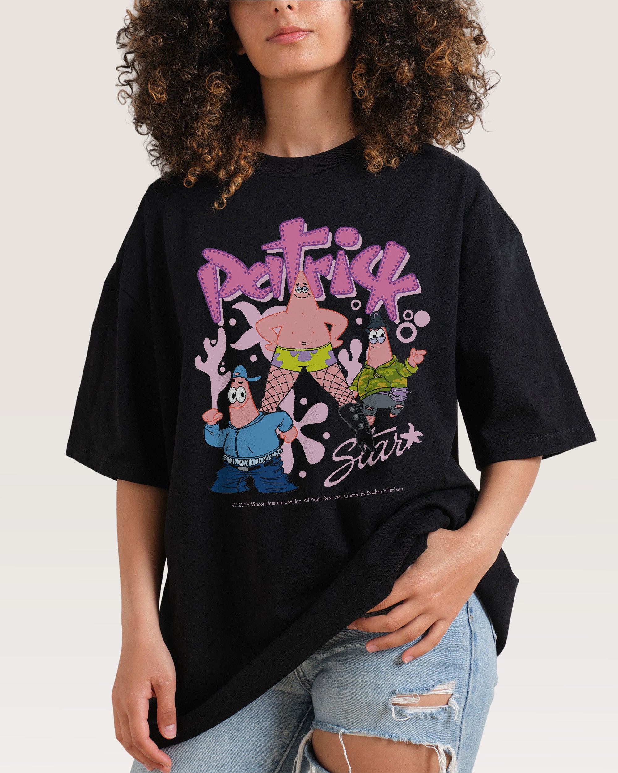 Patrick the P Black Oversized Tee