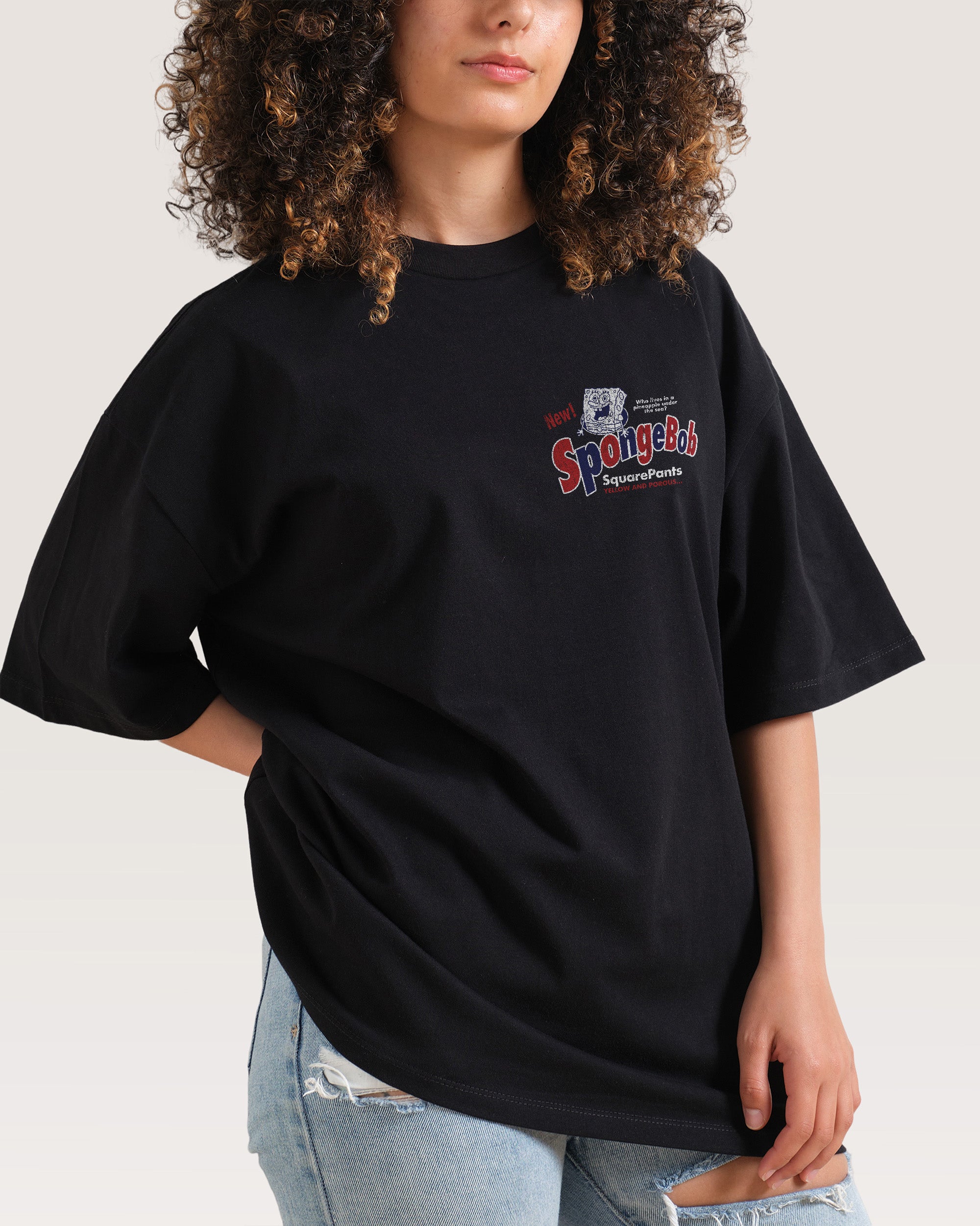 Spongebob Bob Black Oversized Tee