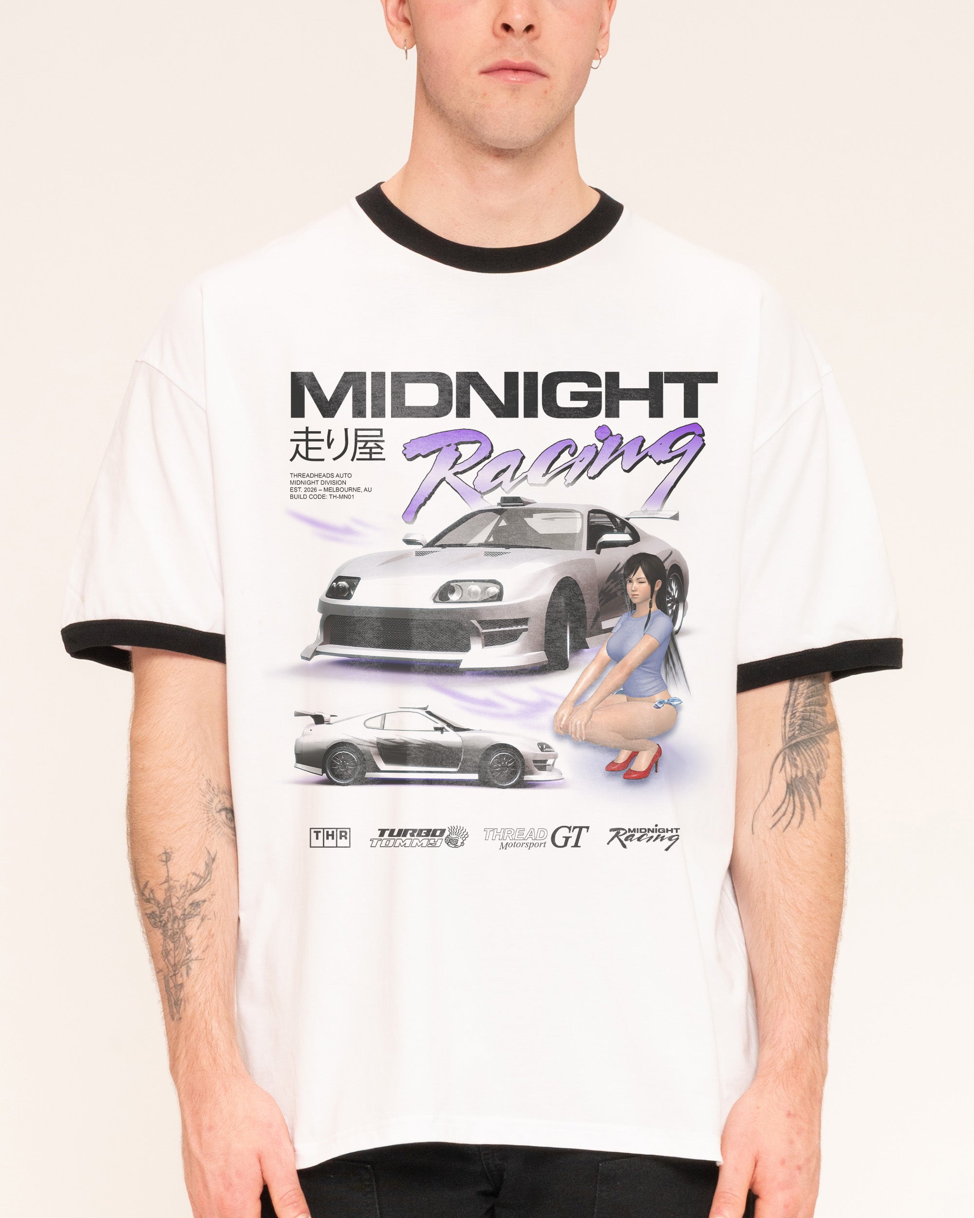 Midnight Racing One Black Ringer T-Shirt
