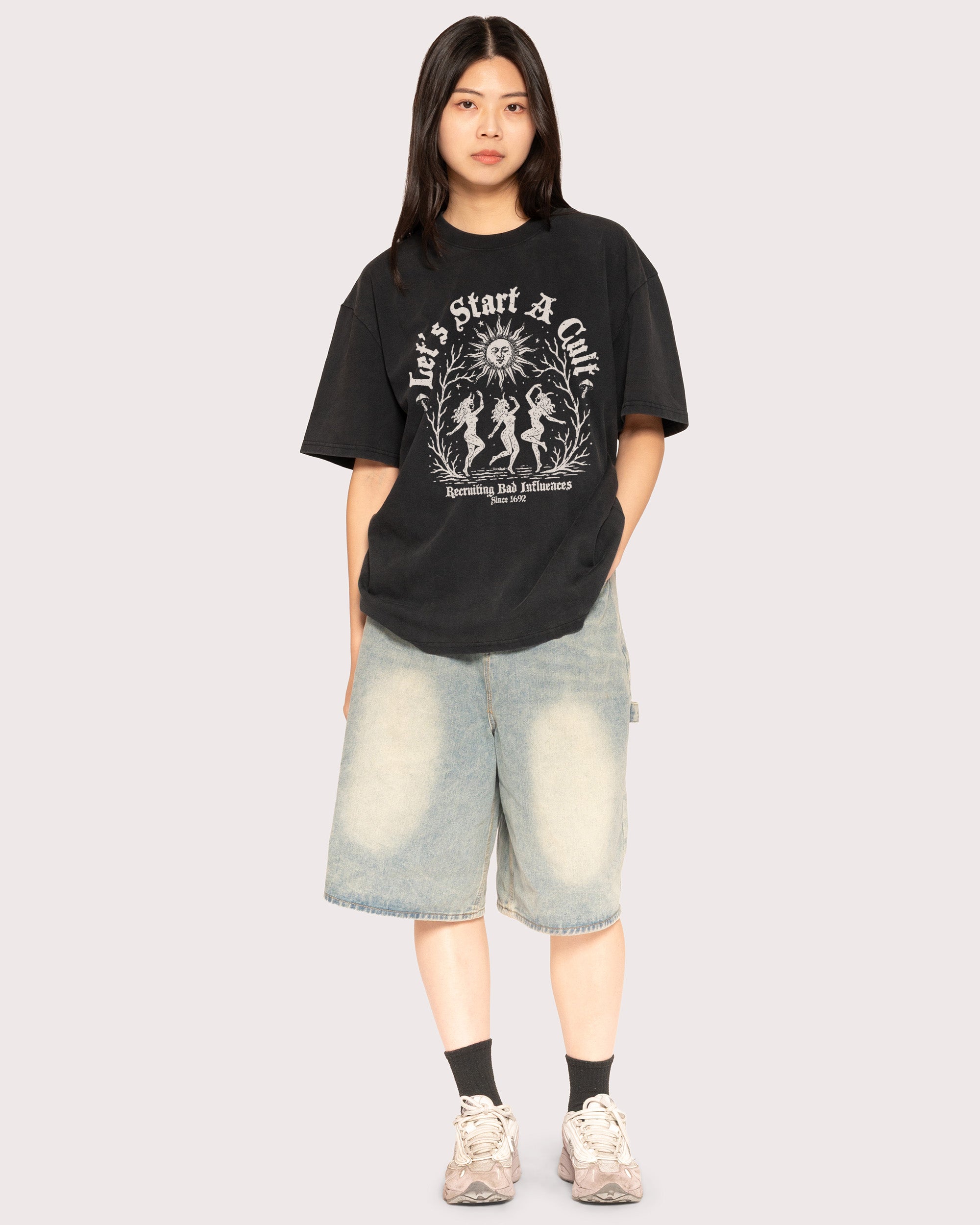 Let's Start a Cult Black Stone Oversized Tee