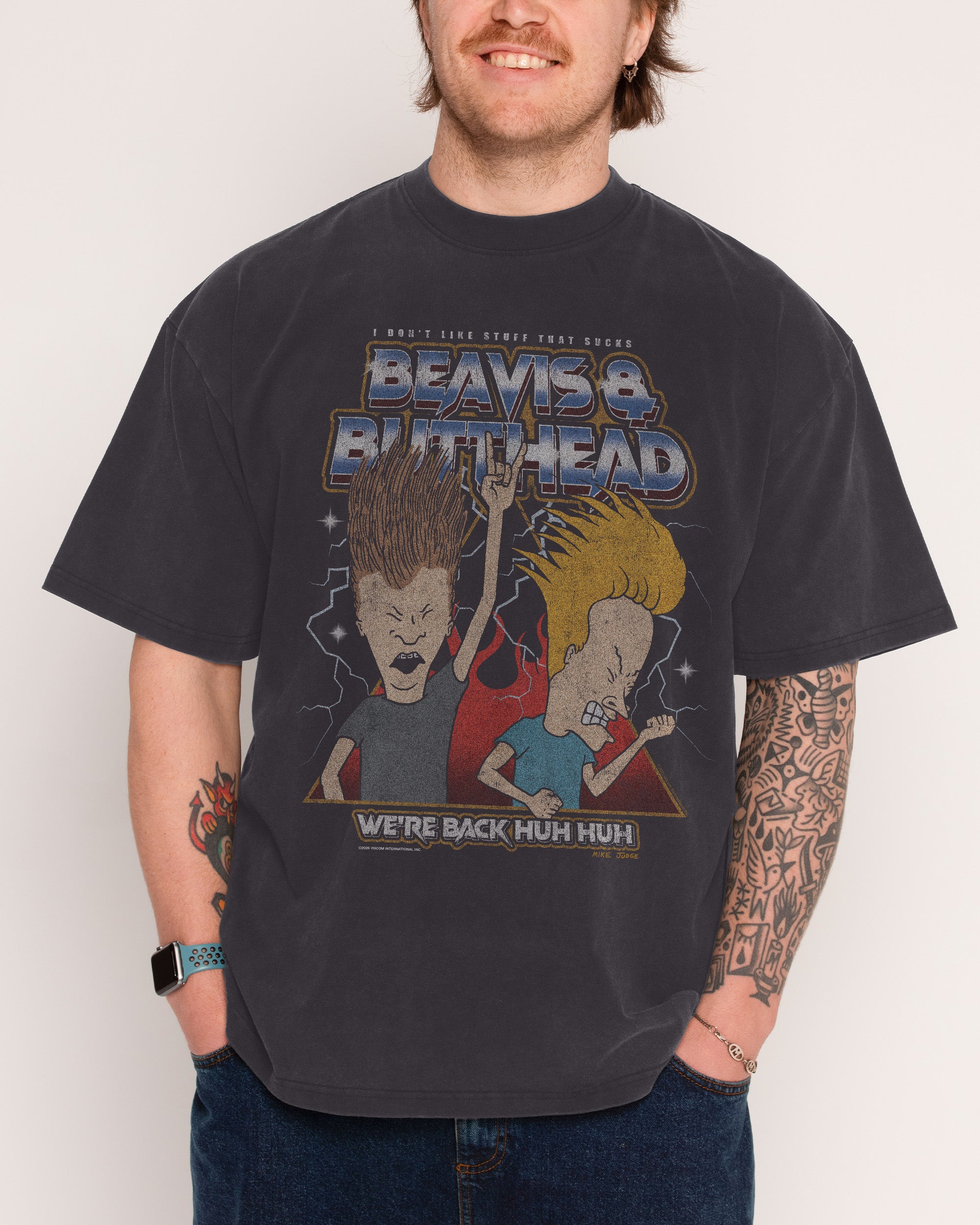 Heh Heh Metalheads Black Wash Tee