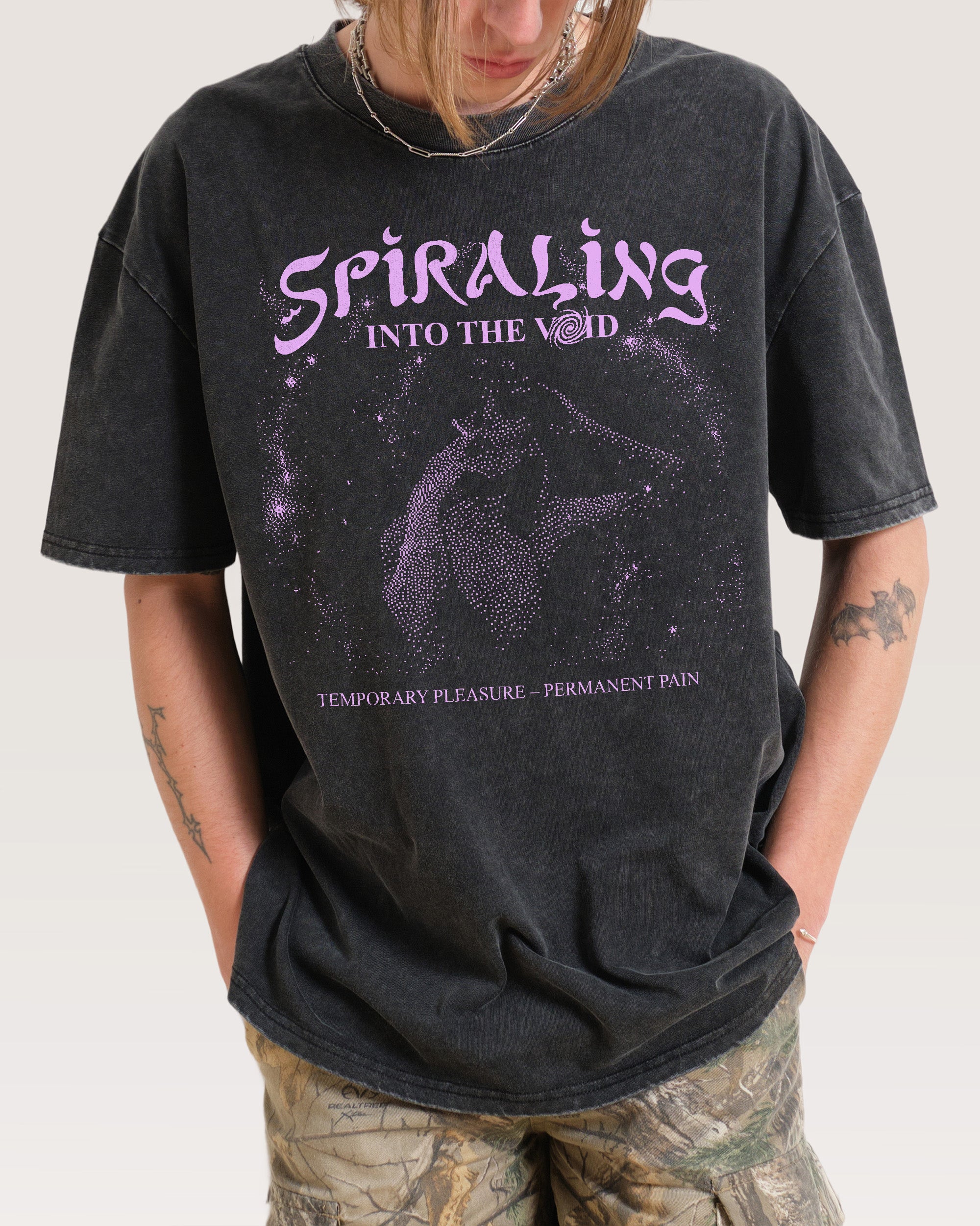Spiralling Into the Void Black Wash Tee