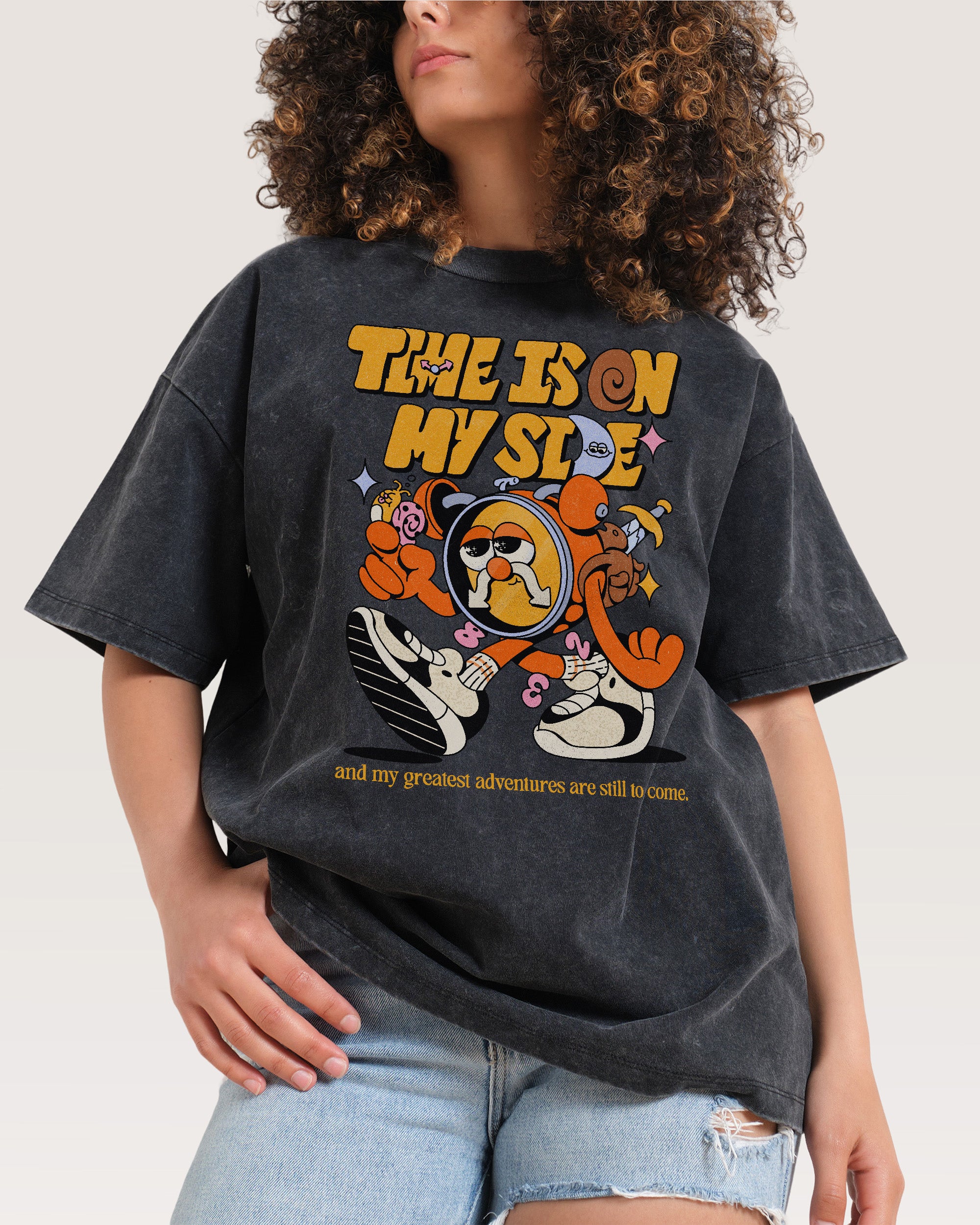 Time is on My Side Black Wash Tee