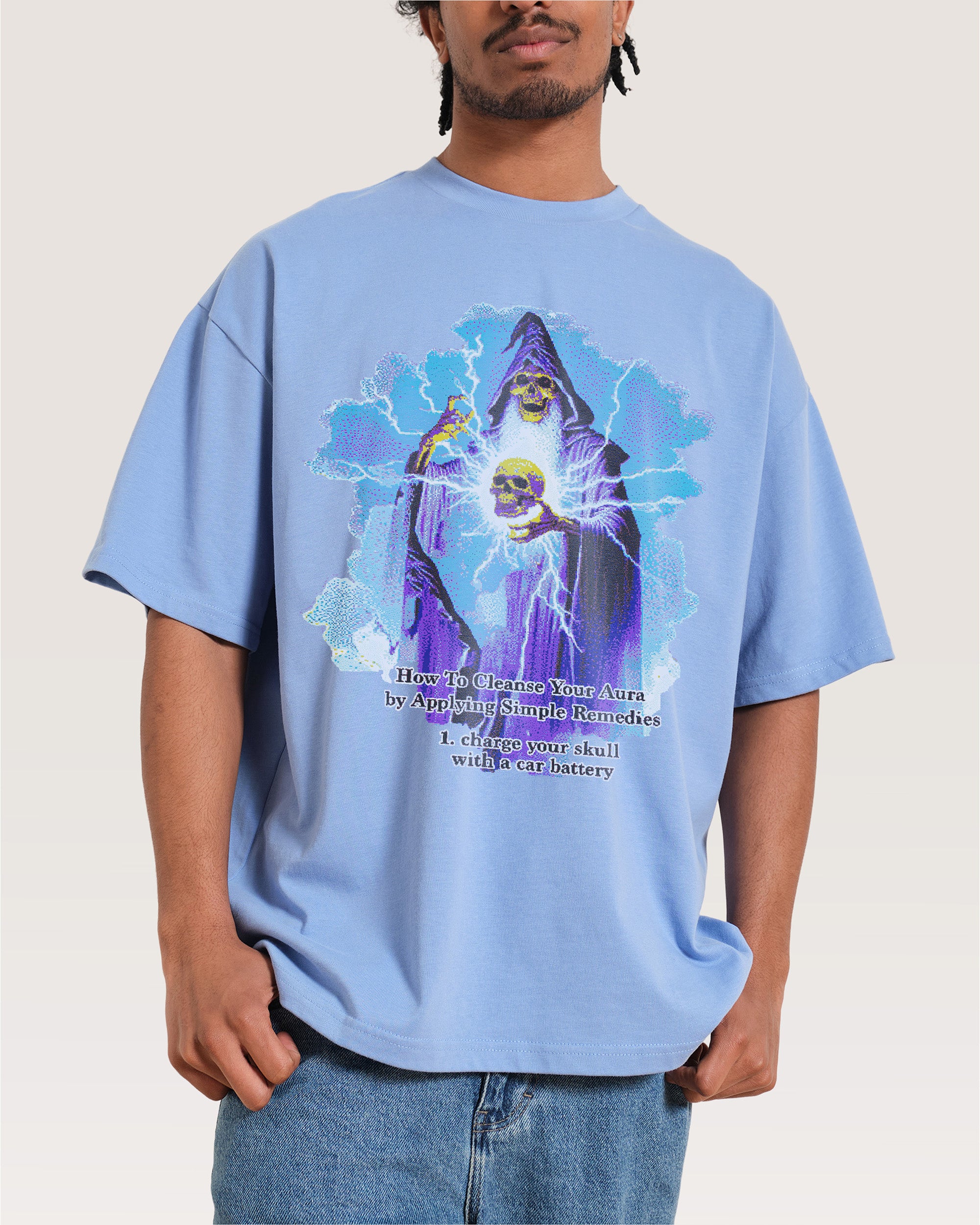 Aura Skull Blue Oversized Tee