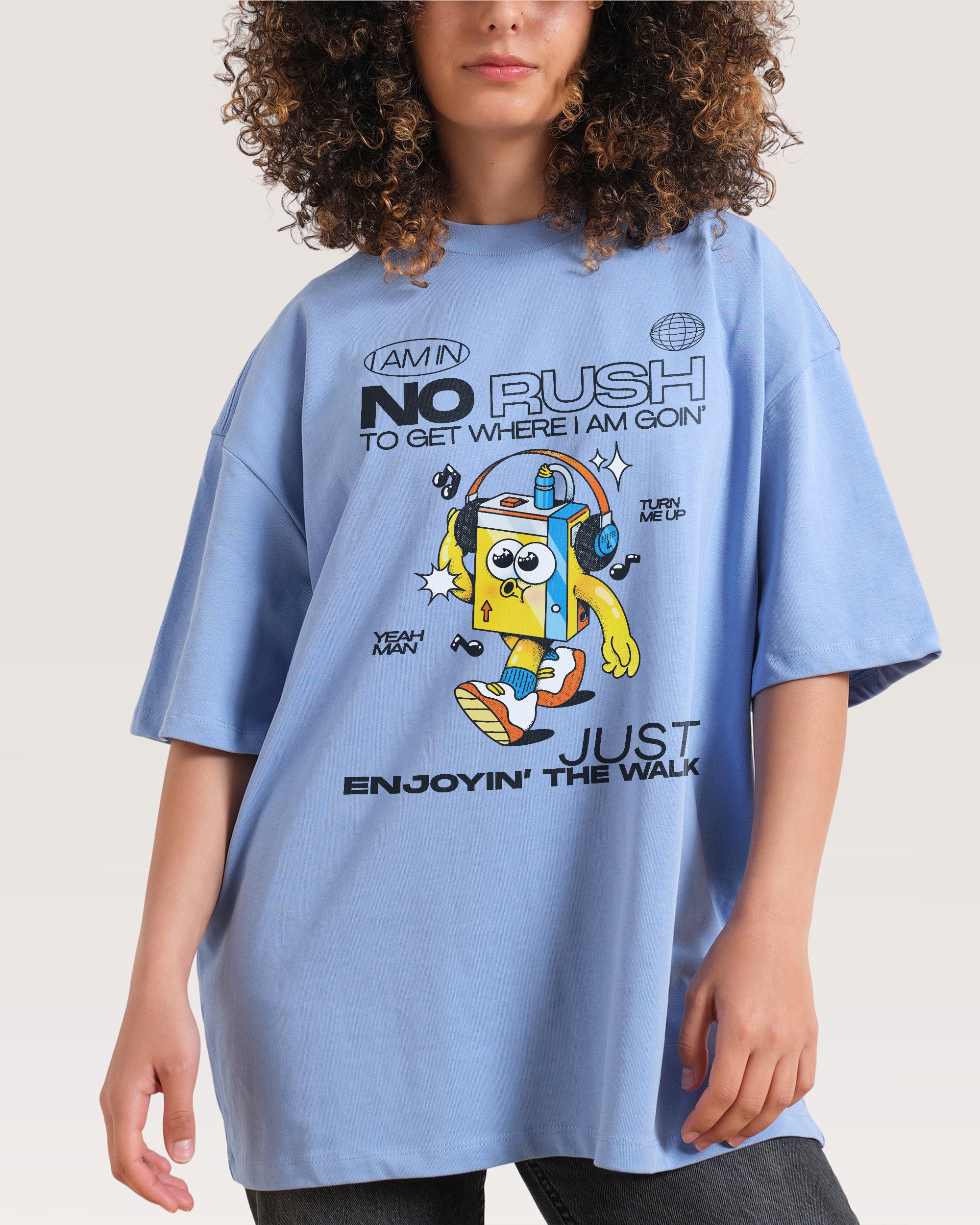 No Rush Blue Oversized Tee