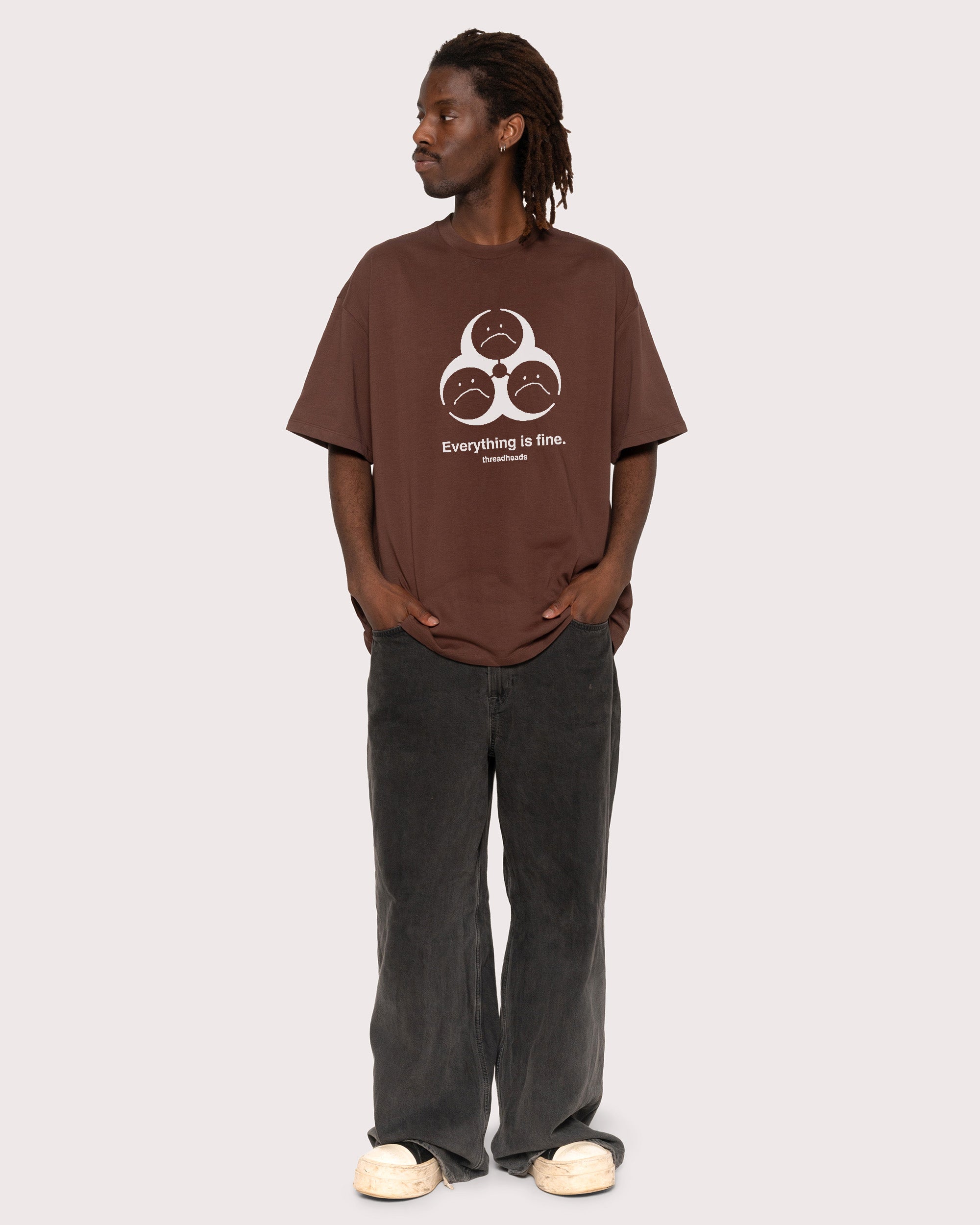 Everything Is Fine Biohazard Brown Oversized Tee