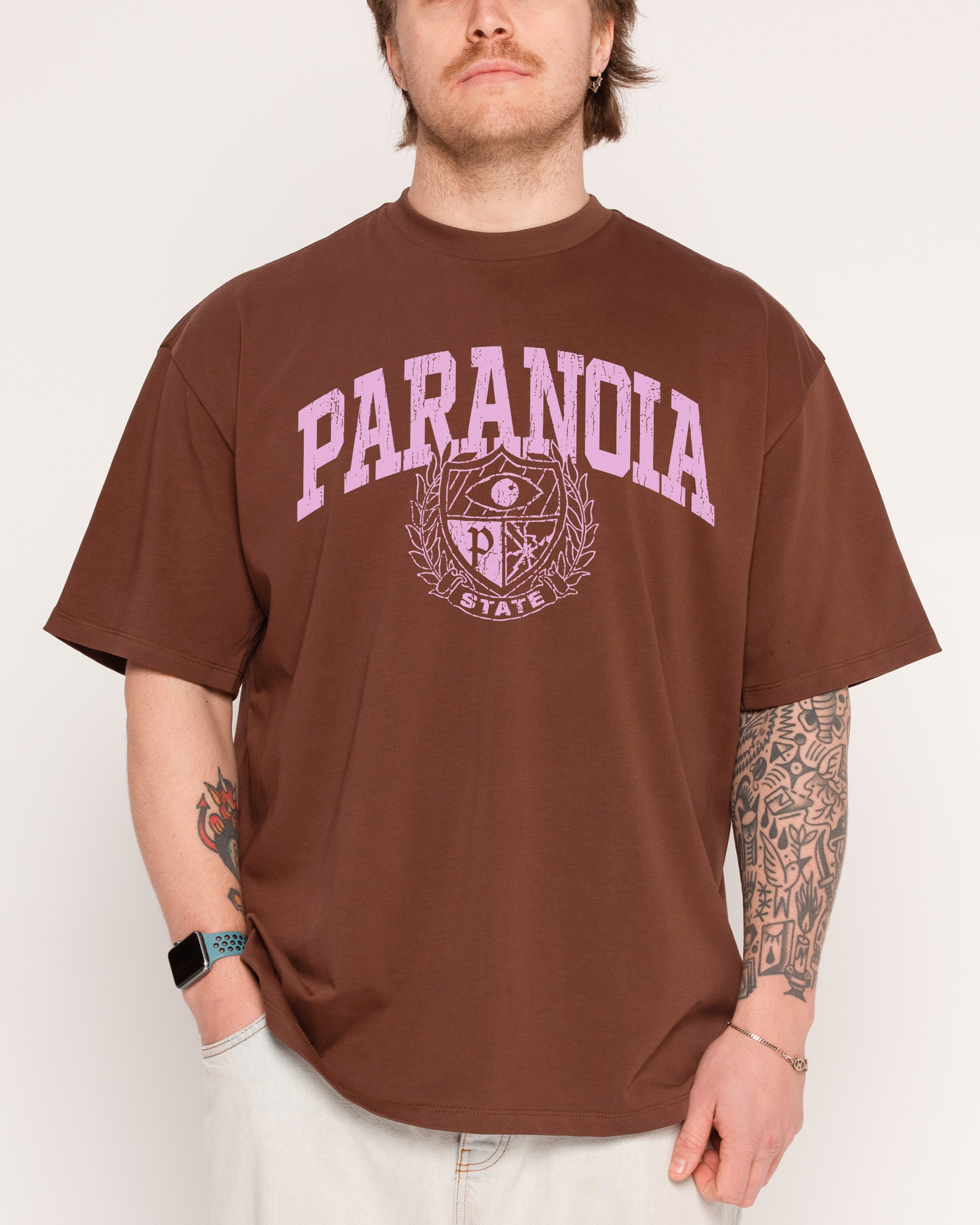 Paranoia State Brown Oversized Tee