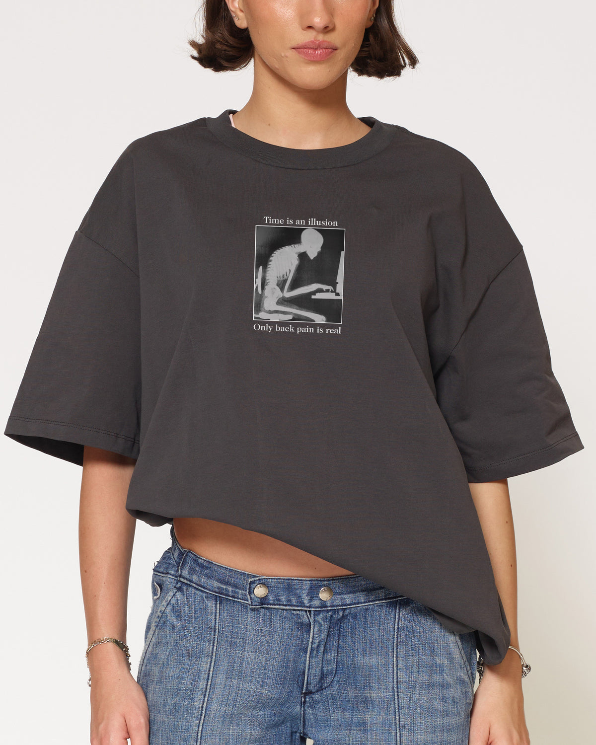 Time is an illusion Charcoal Oversized Tee