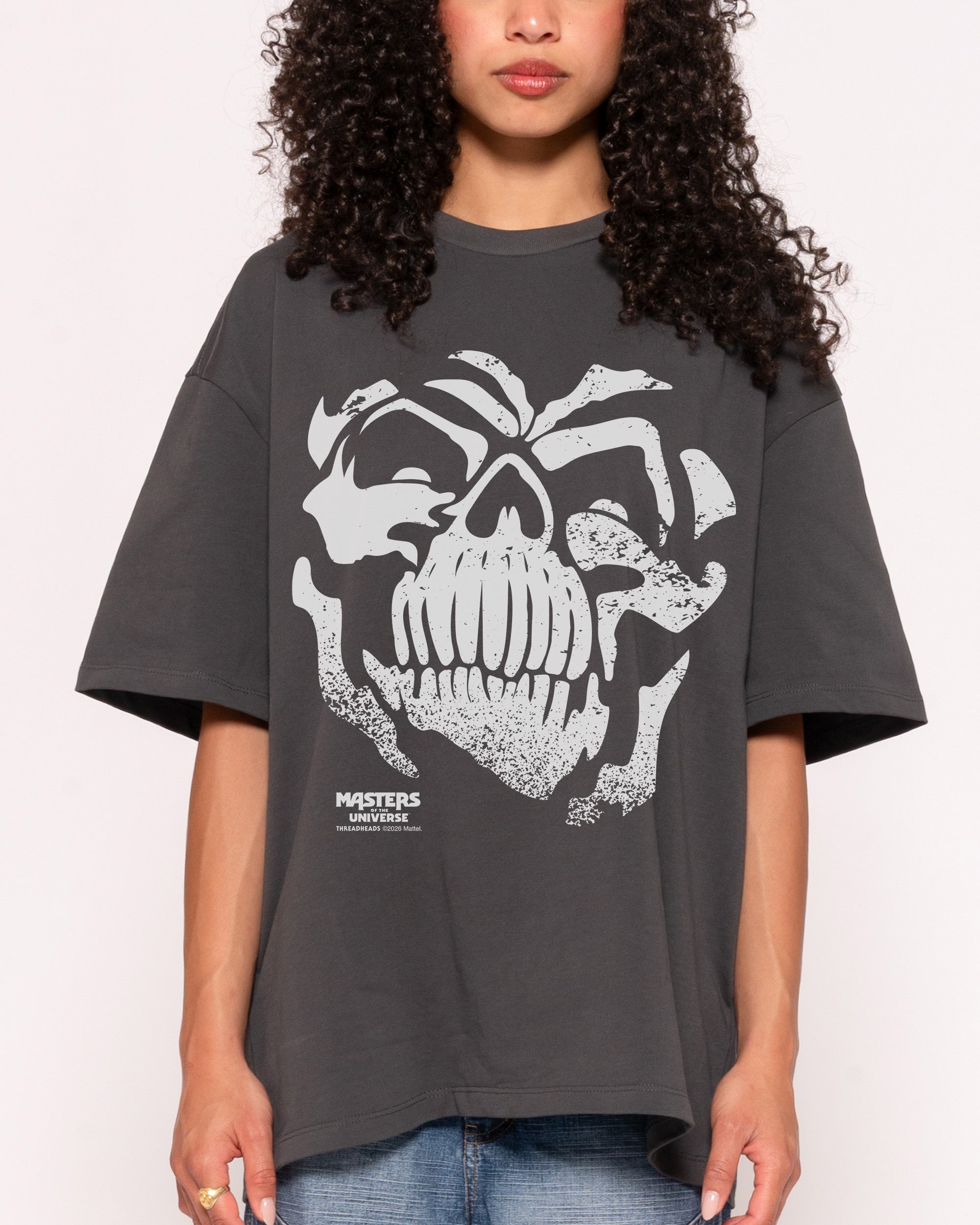 Skeleton Face Charcoal Oversized Tee