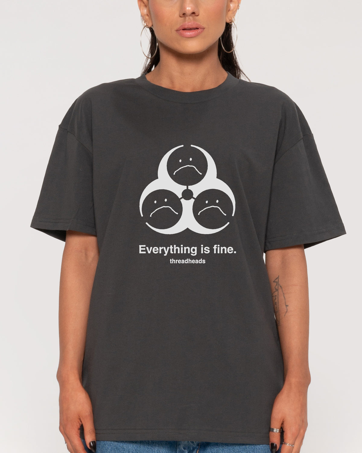Everything Is Fine Biohazard Charcoal T-Shirt