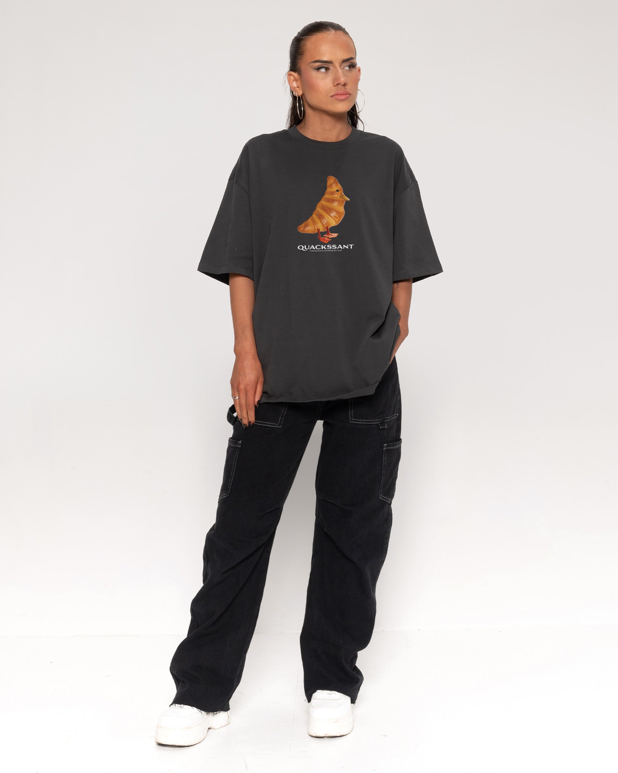 Quackssant Charcoal Oversized Tee