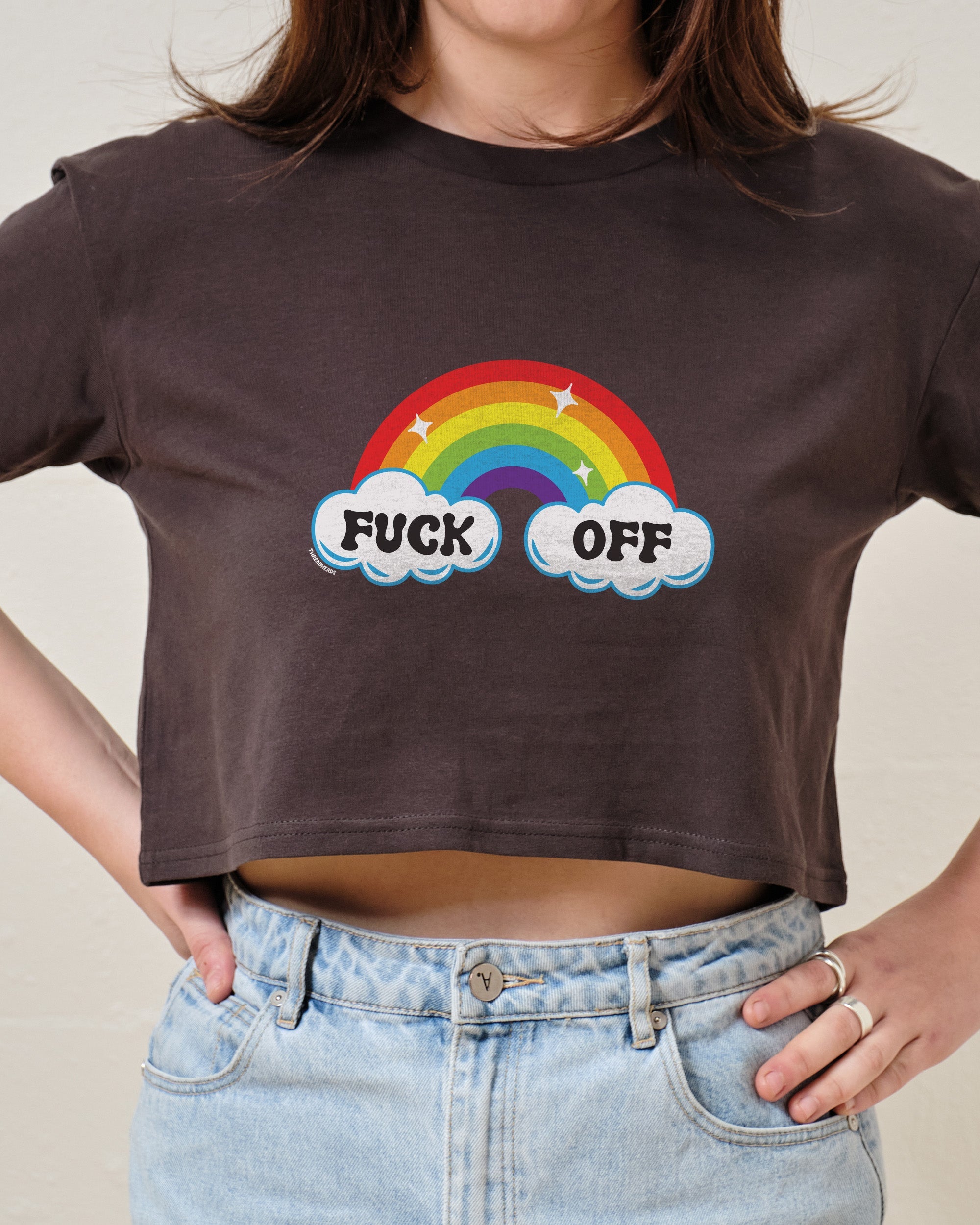 Fk Off Rainbow Crop Tee Australia Online Charcoal
