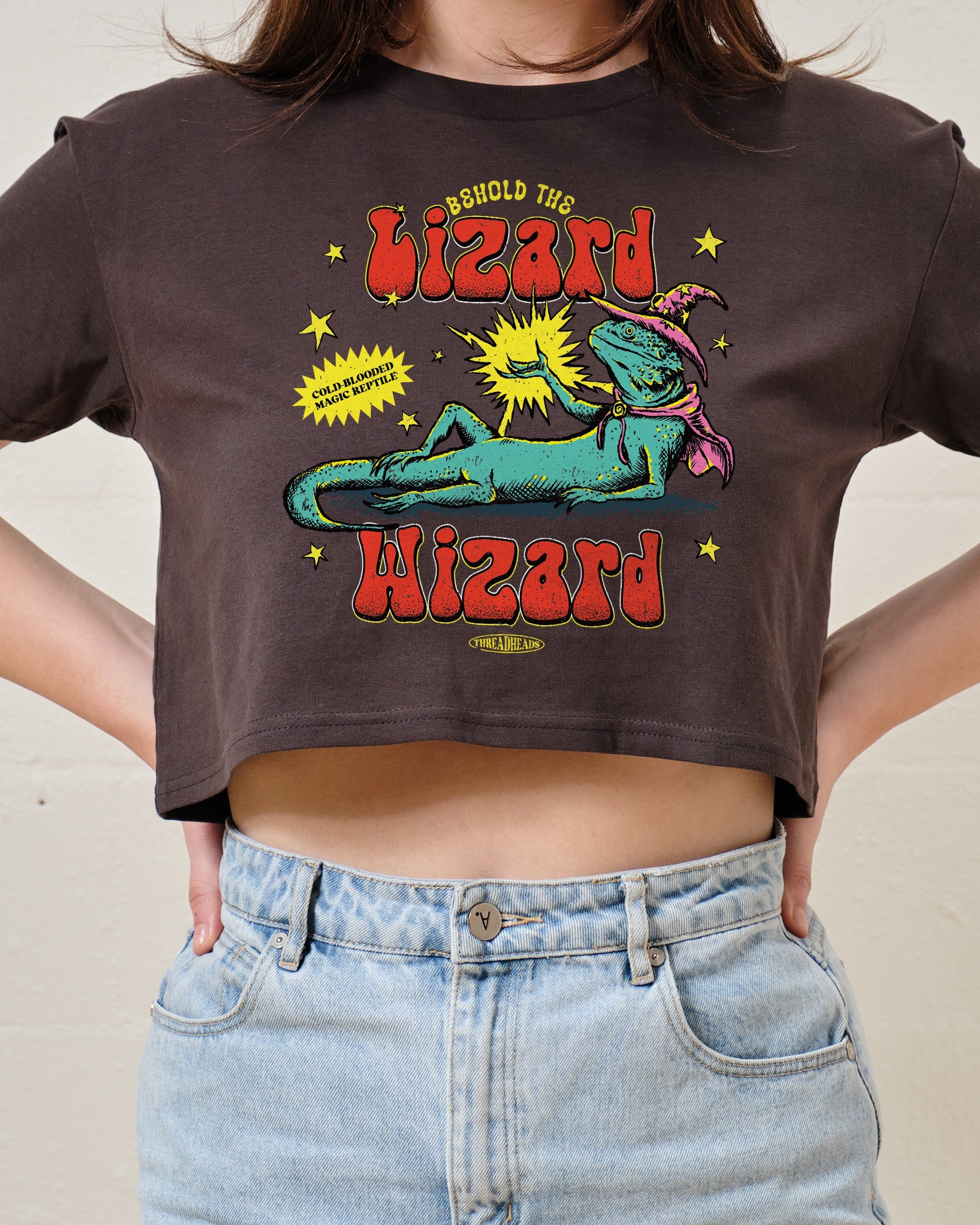 Lizard Wizard Crop Tee Australia Online Charcoal