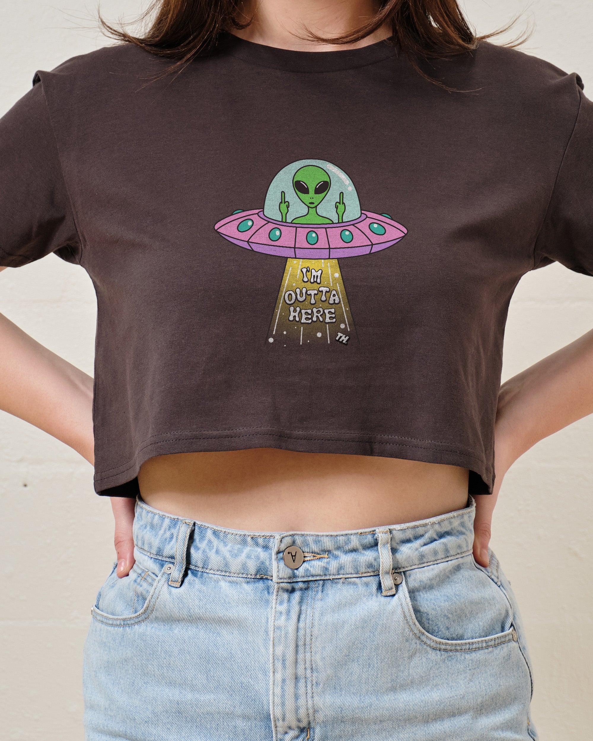 I'm Outta Here Crop Tee Australia Online White