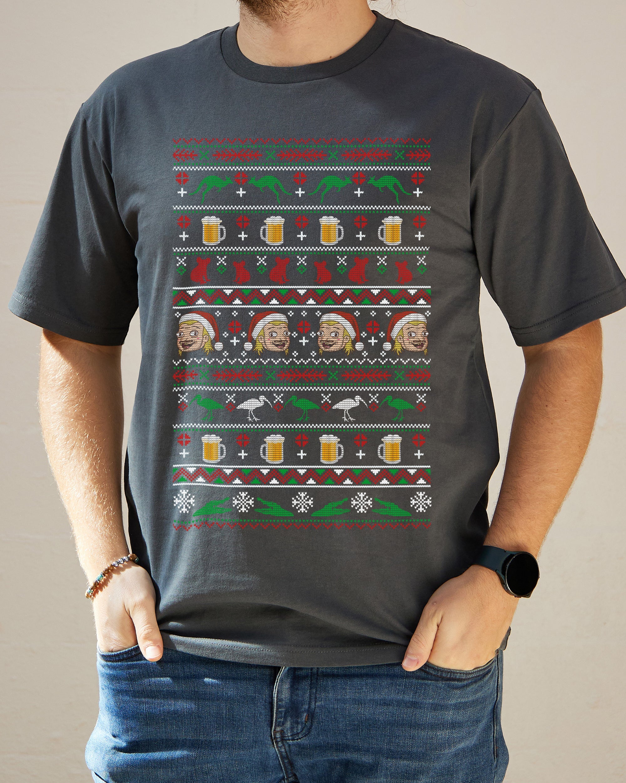 Aussie Ugly Sweater T-Shirt Australia Online Charcoal