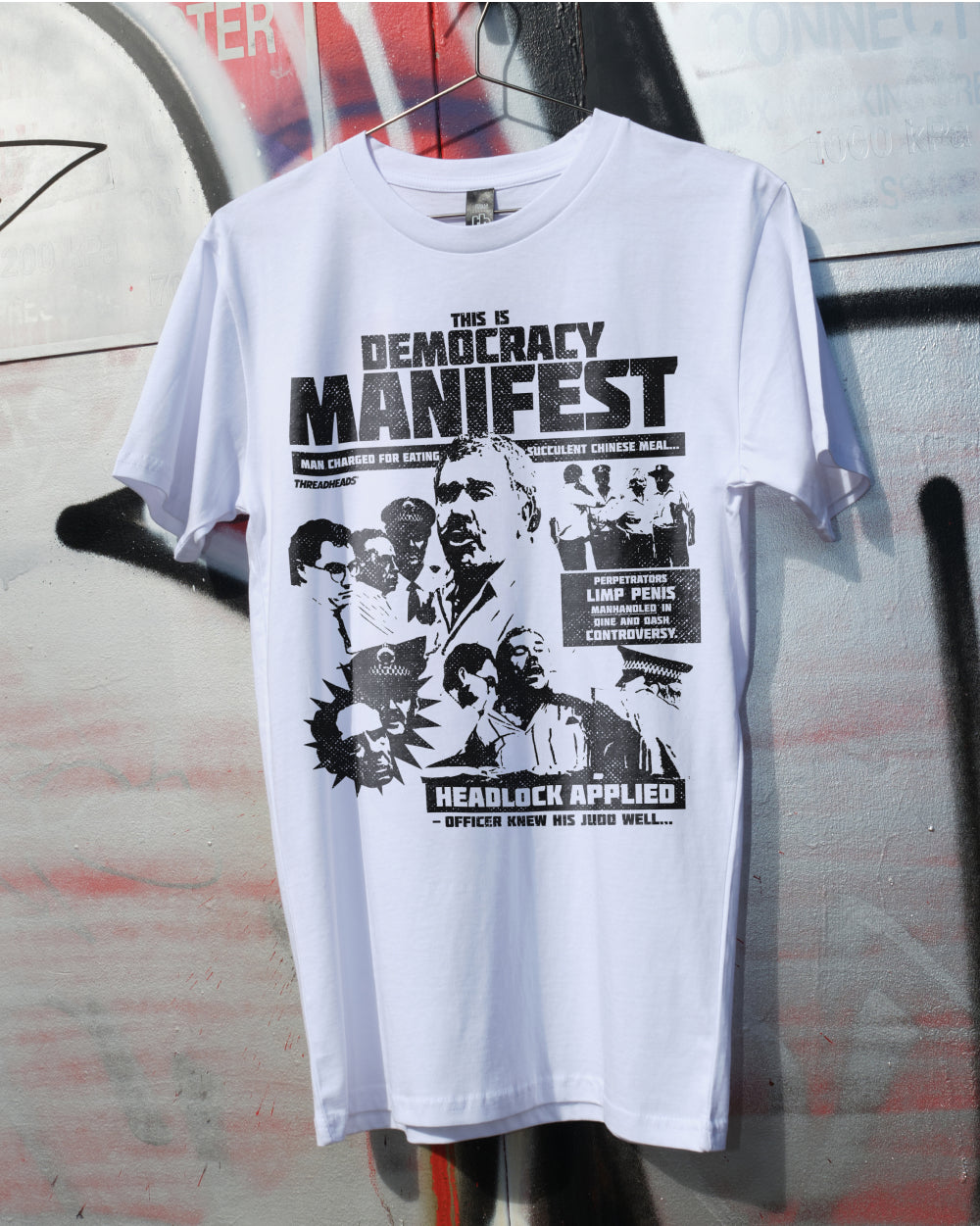 Democracy Manifest: Tabloid Edition T-Shirt Australia Online White