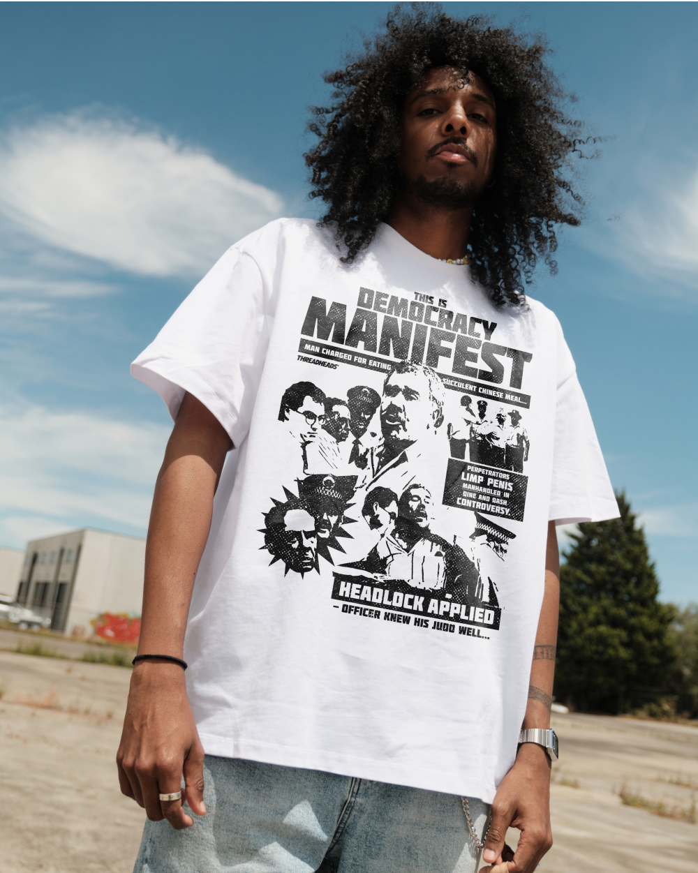 Democracy Manifest: Tabloid Edition Oversized Tee Australia Online White