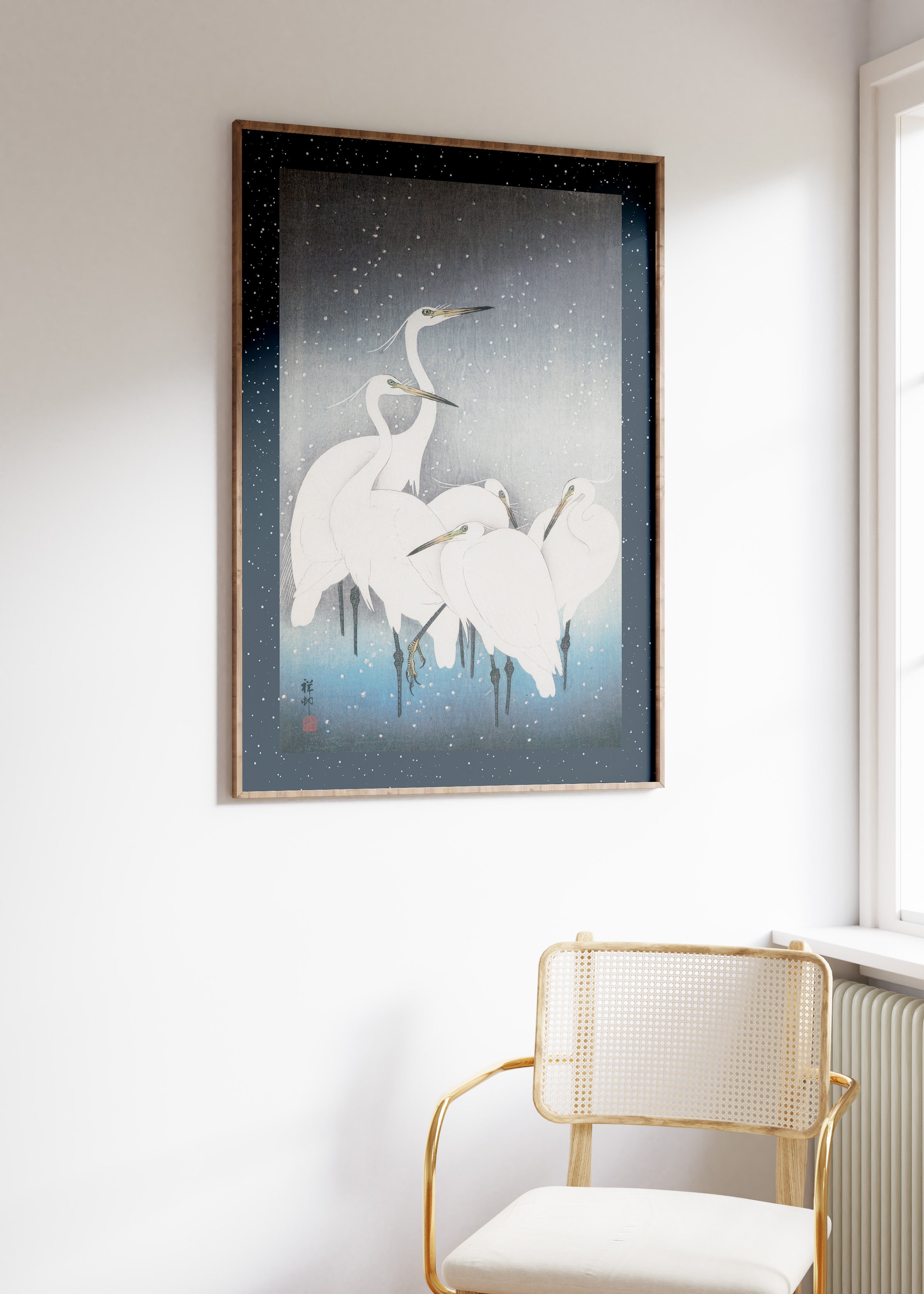 Egrets In Snow Art Print Australia Online