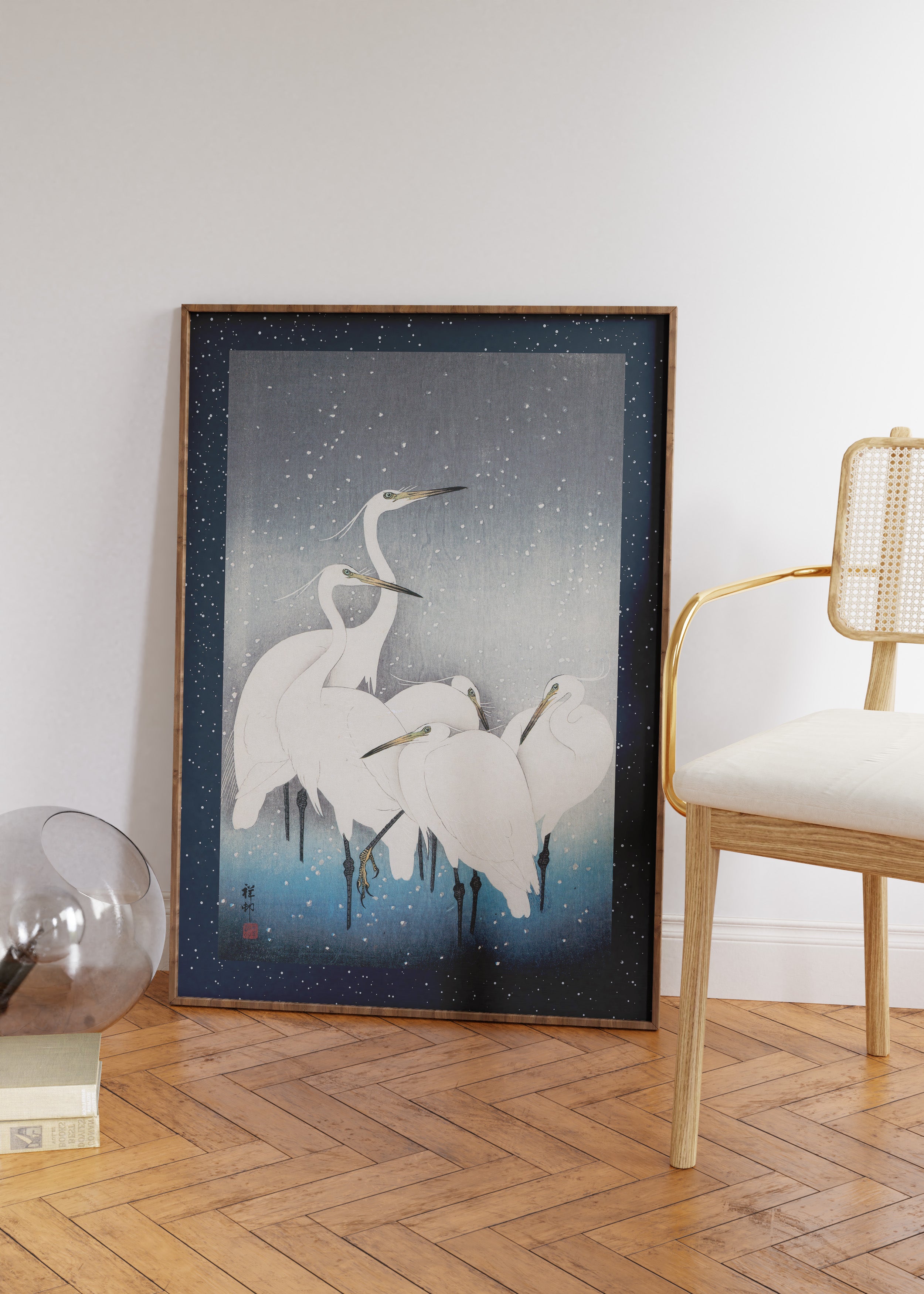 Egrets In Snow Art Print Australia Online