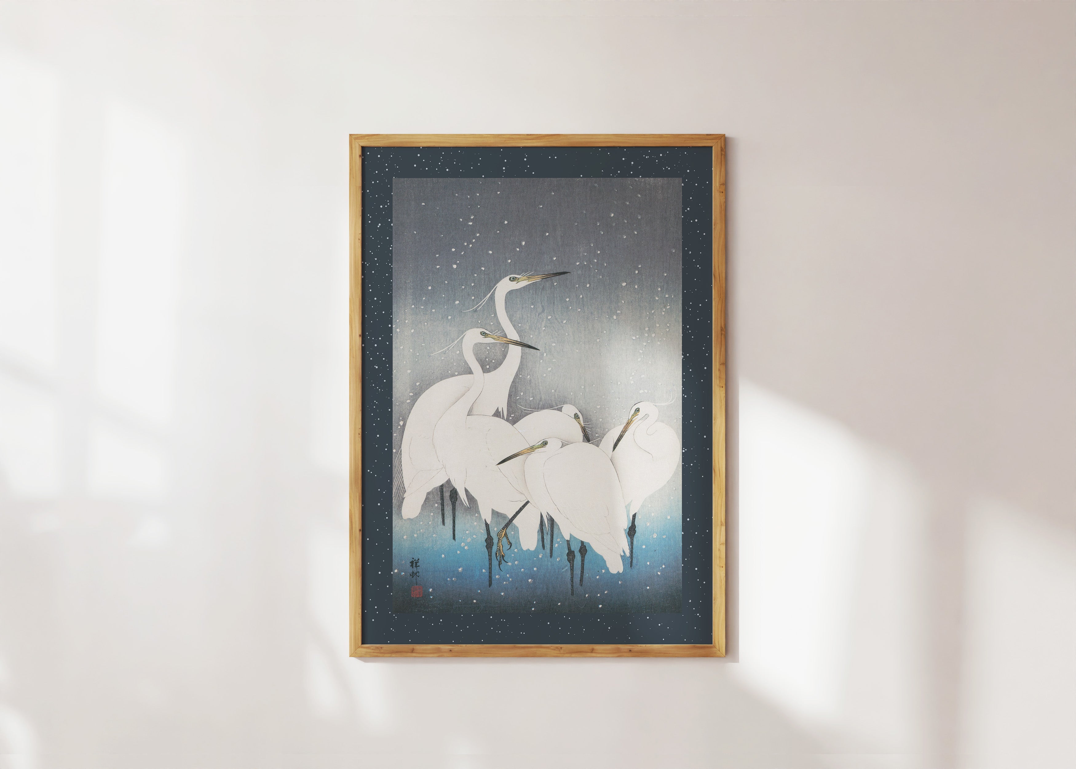 Egrets In Snow Art Print Australia Online