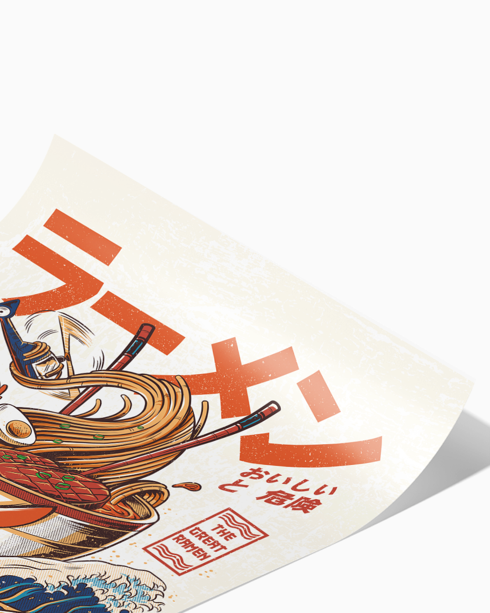 Great Ramen off Kanagawa Art Print #colour_Cream
