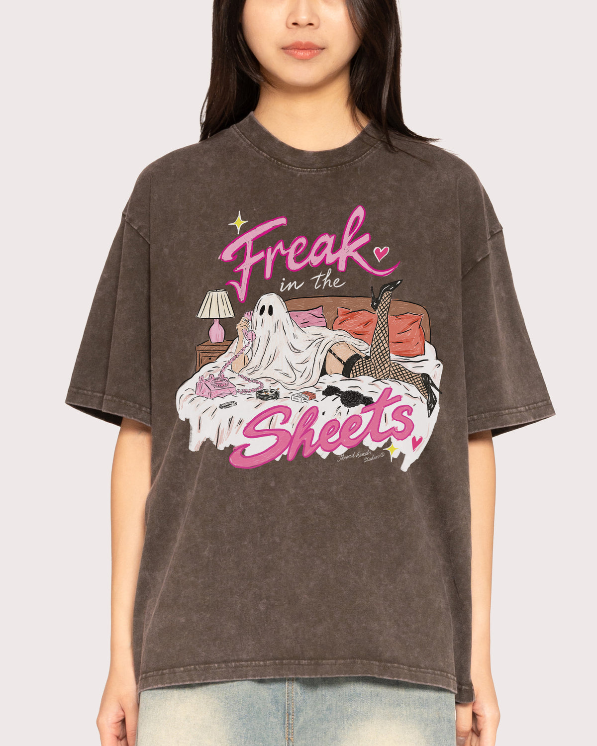 Freak in the Sheets Ghost Grey Stone Oversized Tee