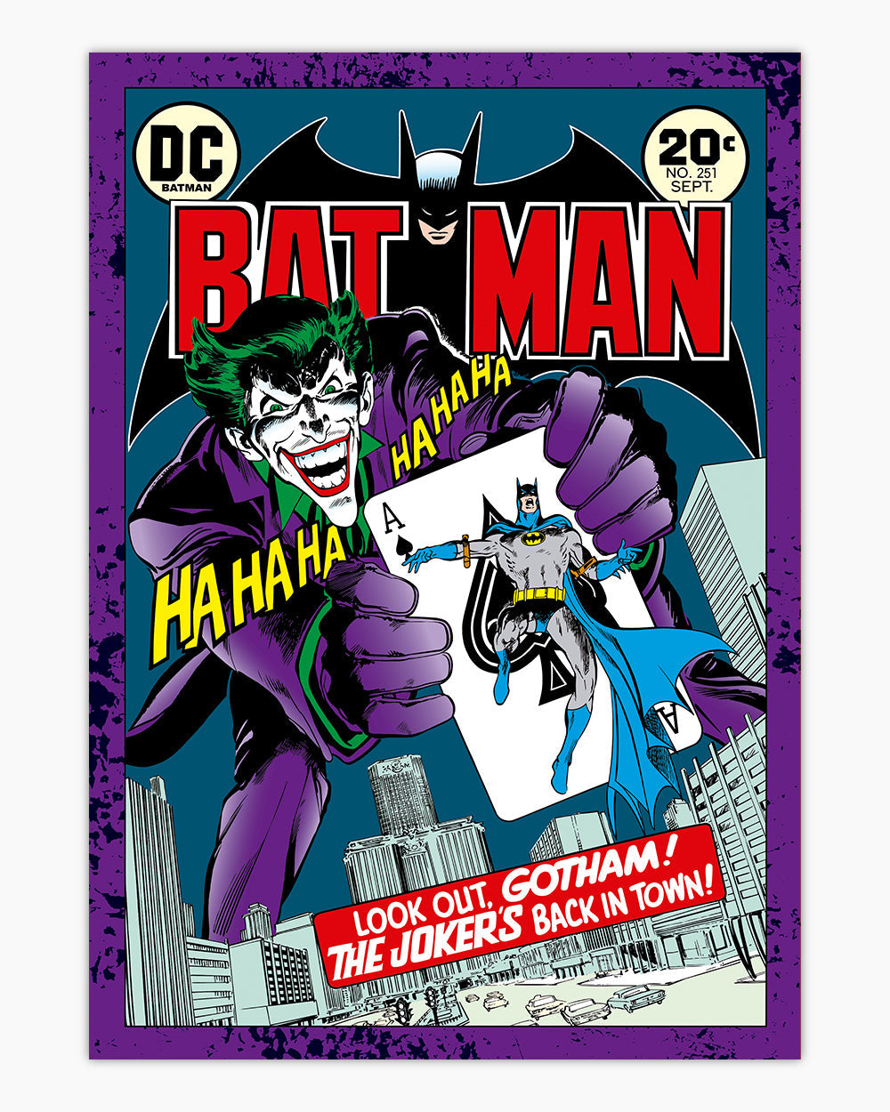 The Joker's Back In Town Art Print #colour_Purple