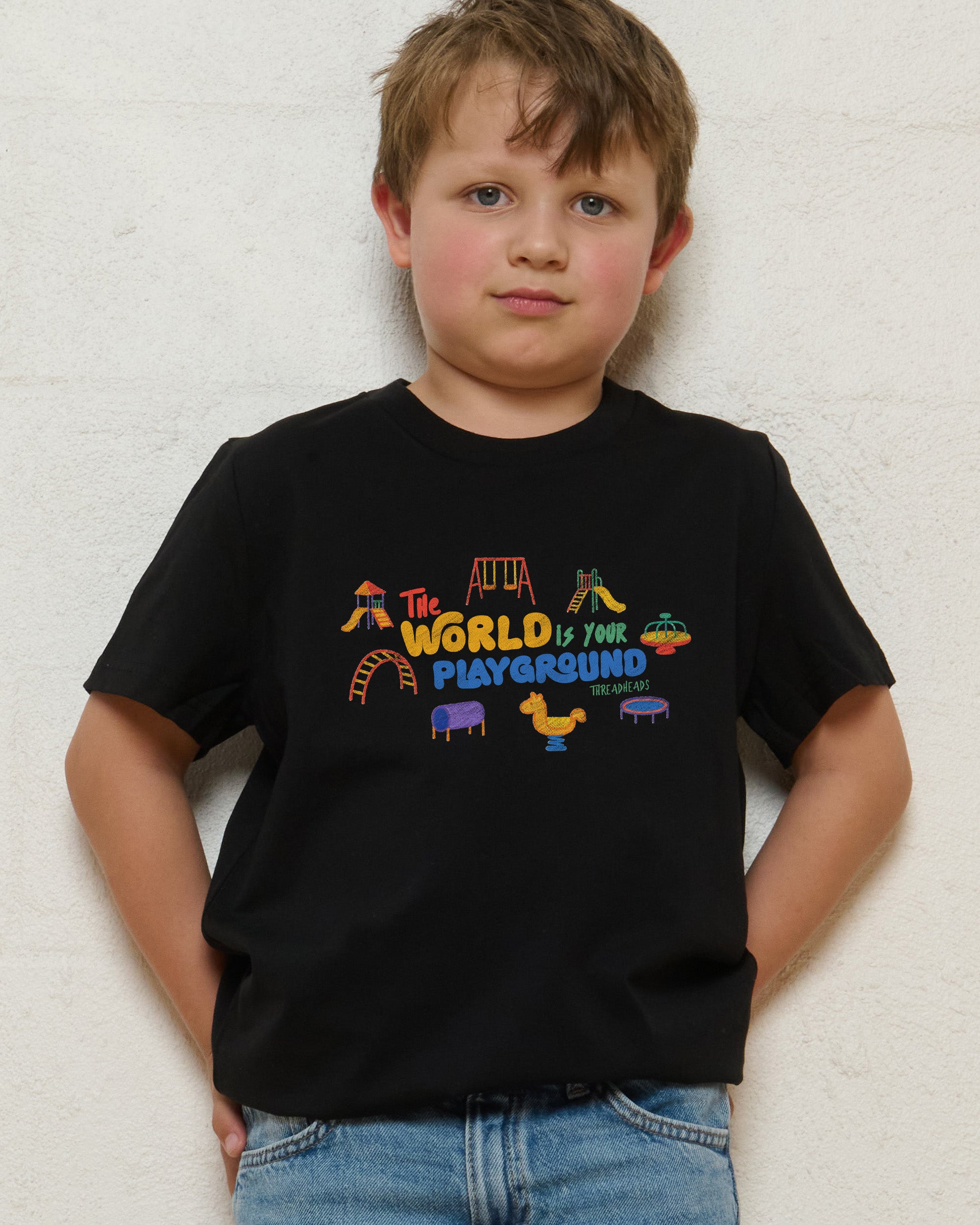 The World is your Playground Black Kids T-Shirt