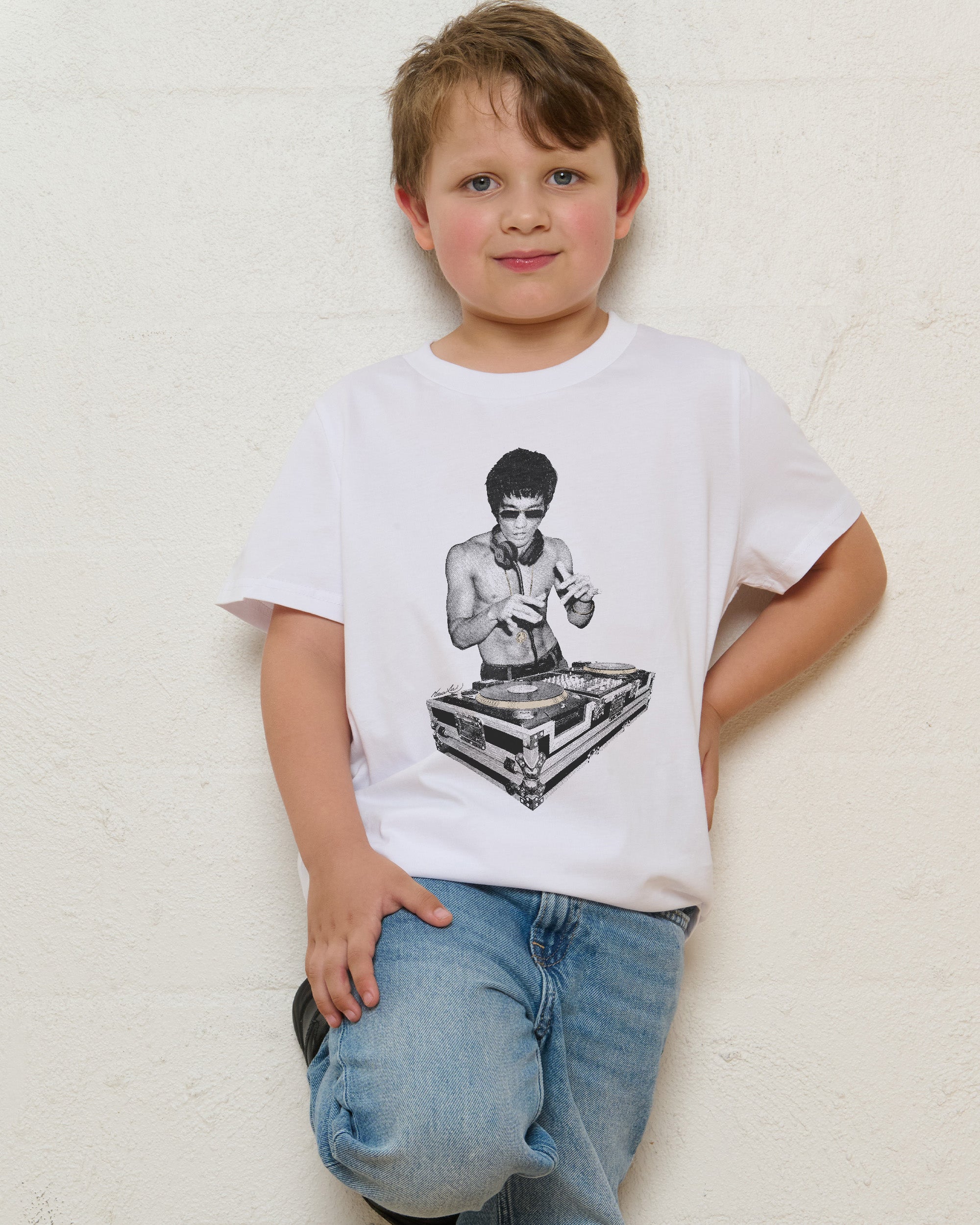 DJ Bruce Lee White Kids T-Shirt
