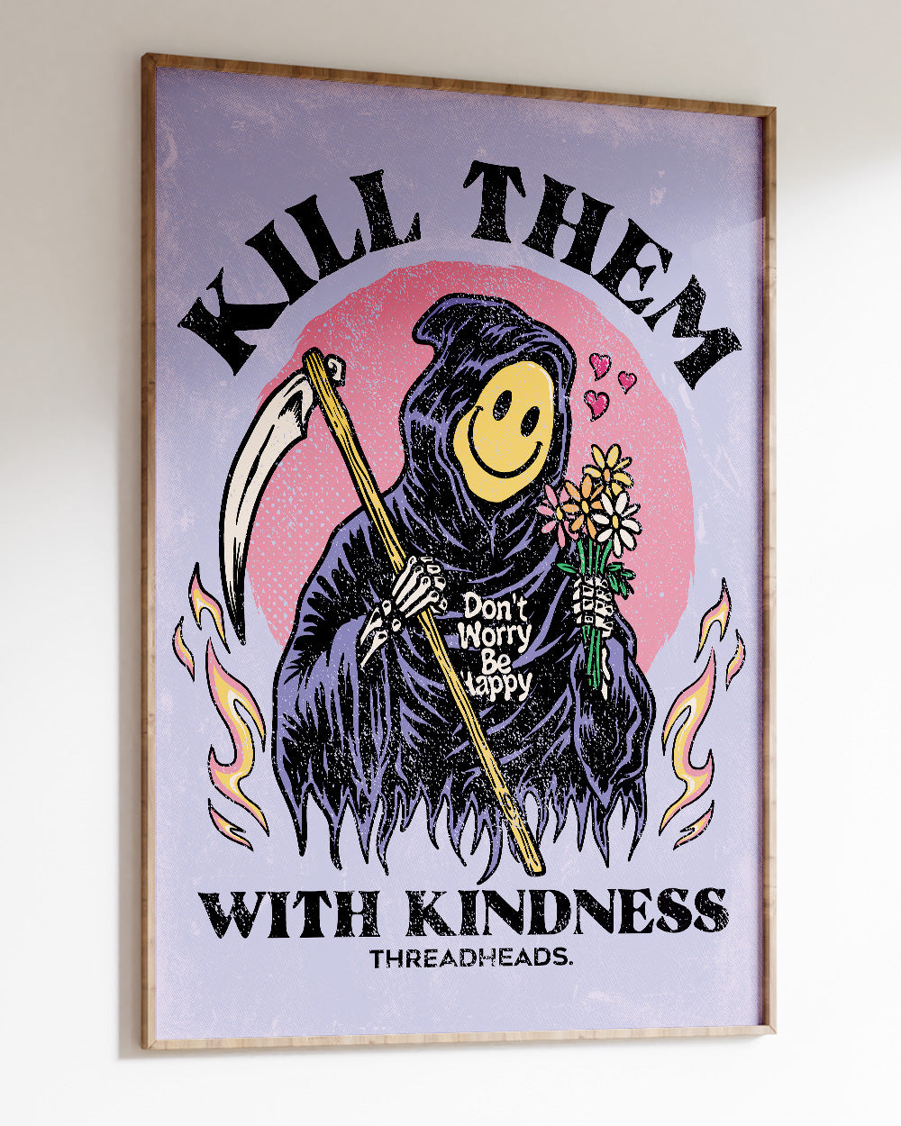 Kill Them With Kindness Art Print #colour_purple