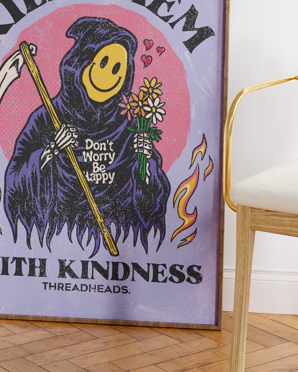 Kill Them With Kindness Art Print #colour_purple