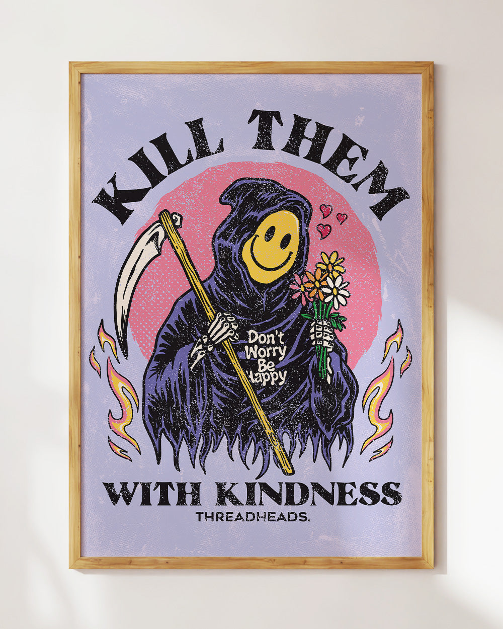 Kill Them With Kindness Art Print #colour_purple