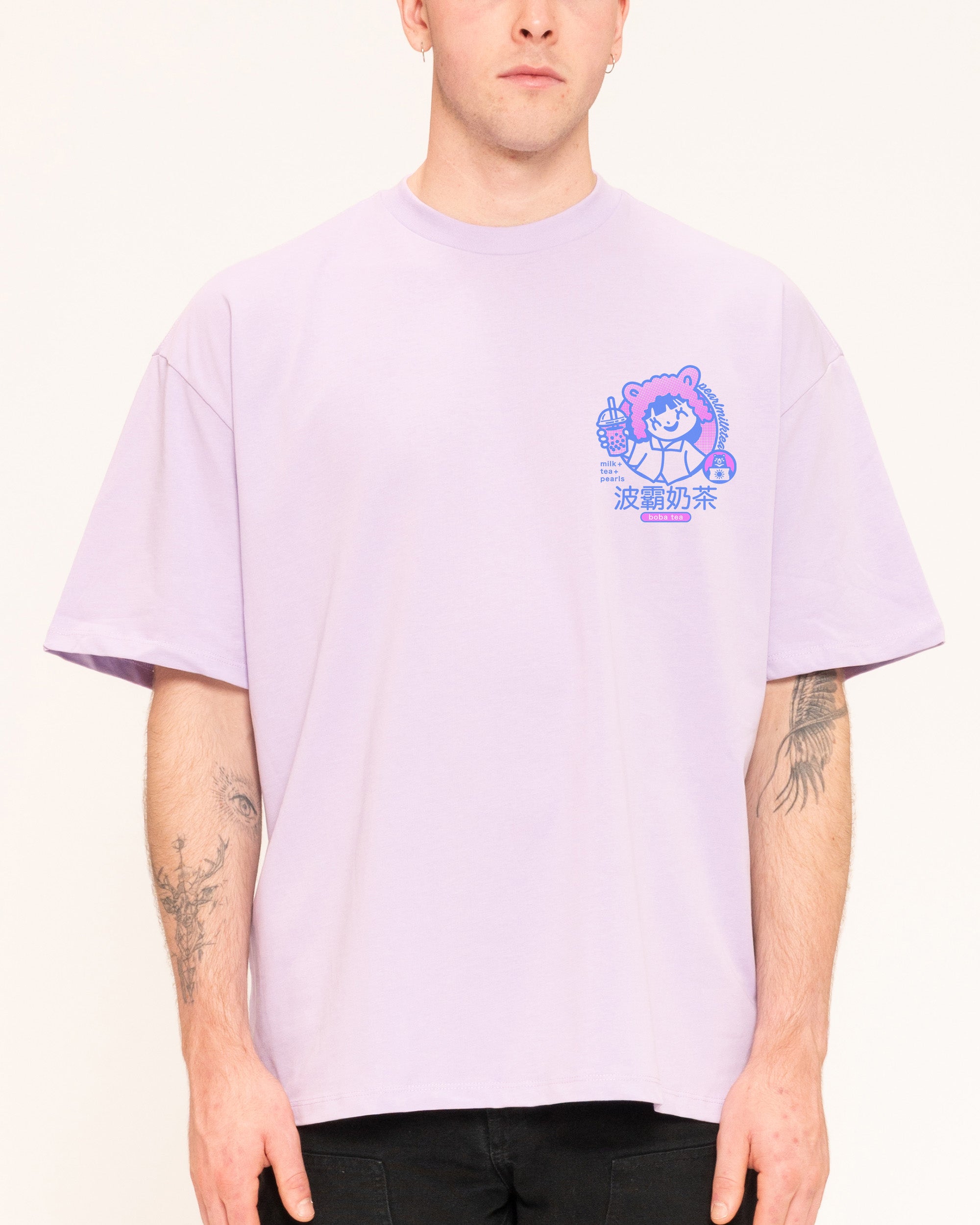 Boba Tea Lilac Oversized Tee