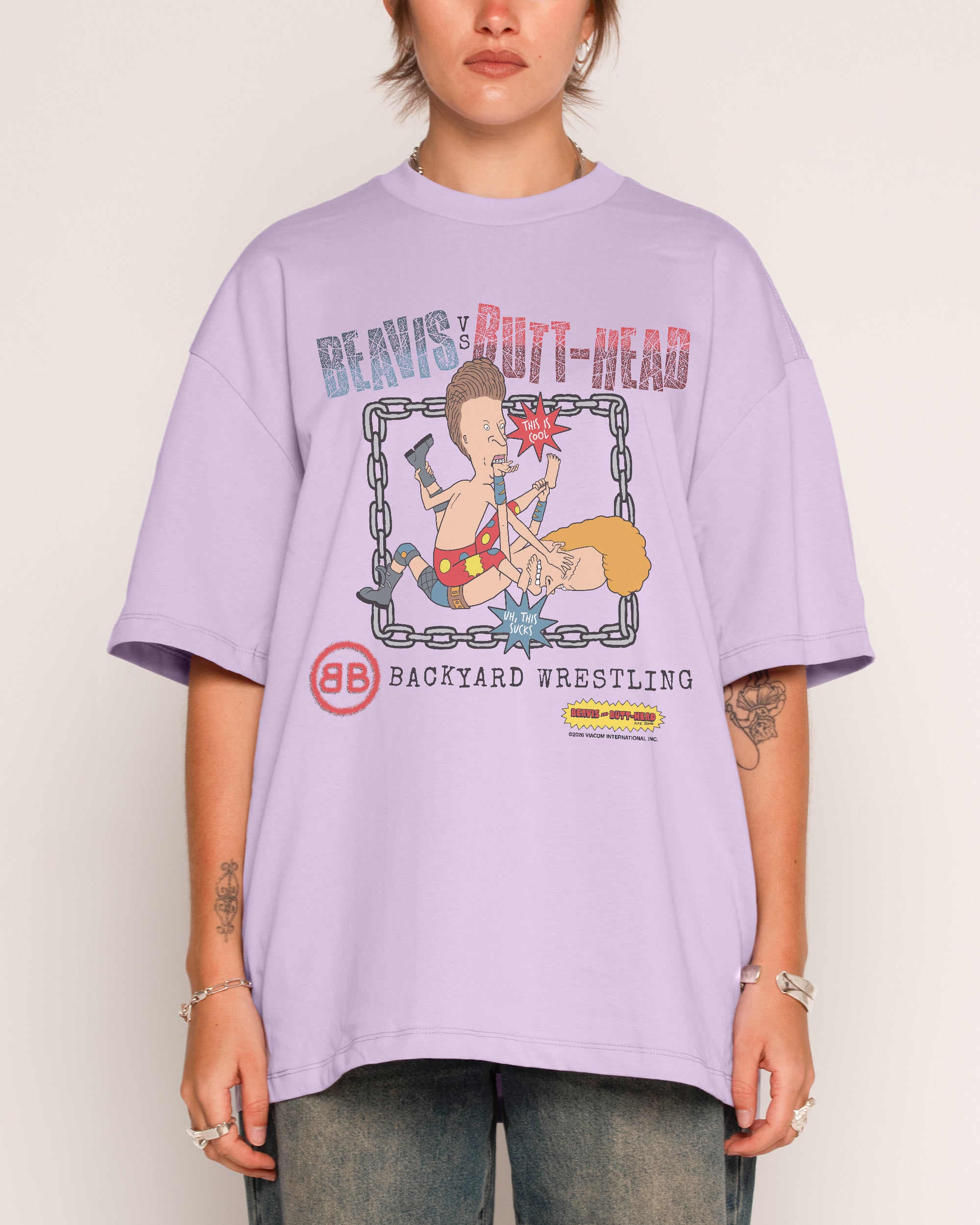 Backyard Wrestling Lilac Oversized Tee