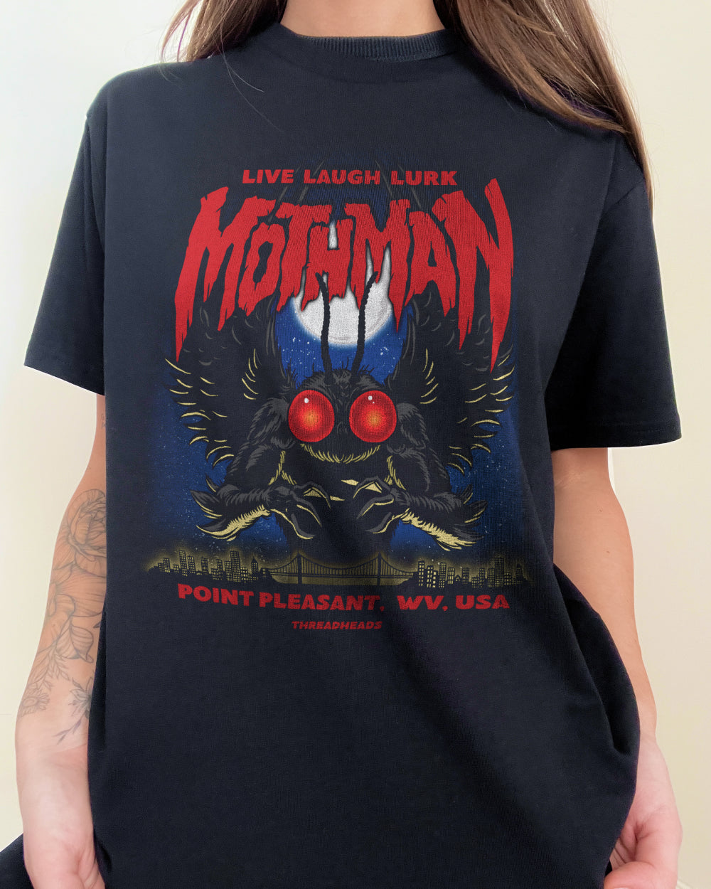 Mothman - Live Laugh Lurk T-Shirt Australia Online #colour_black