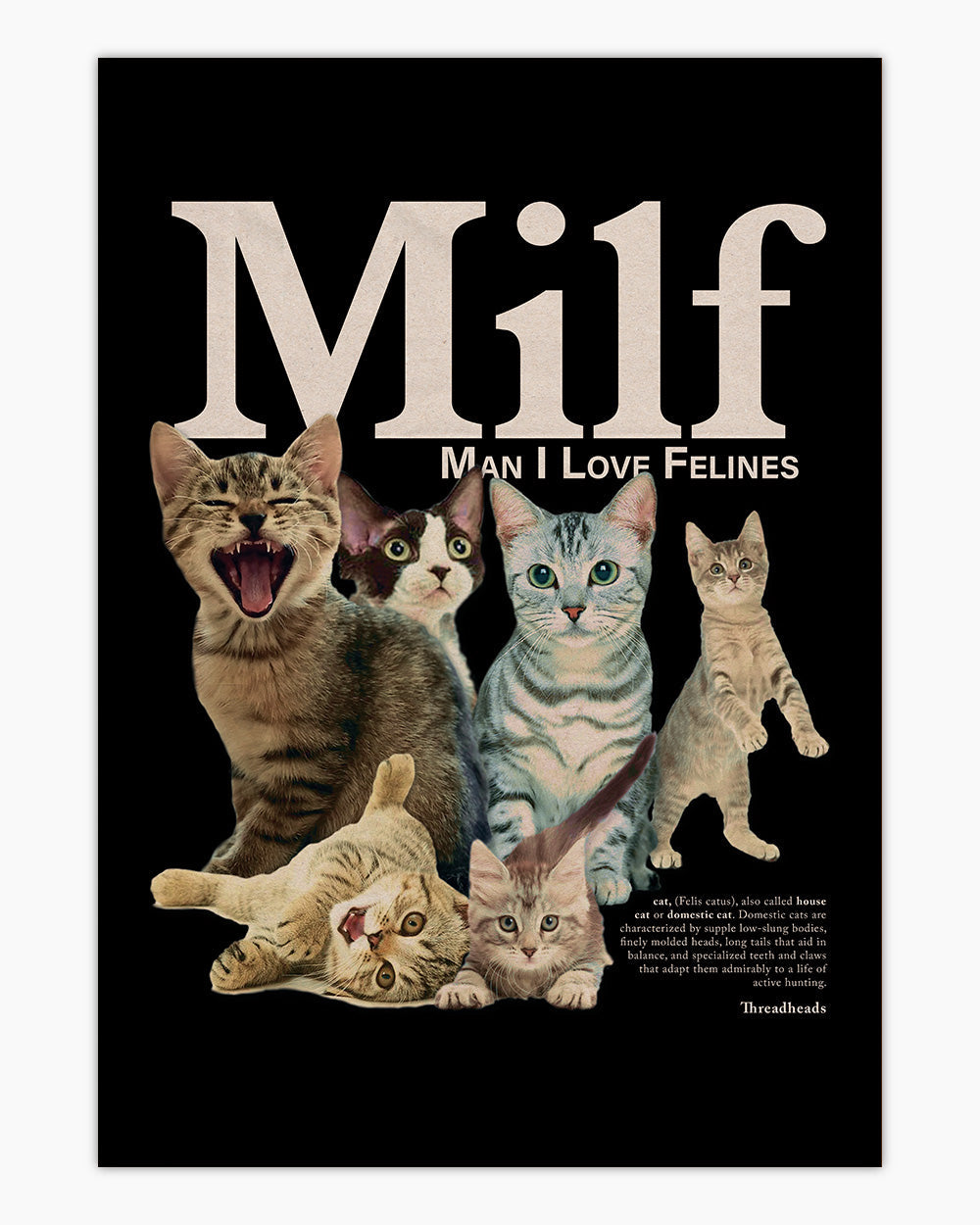 Man I Love Felines Art Print #colour_Black