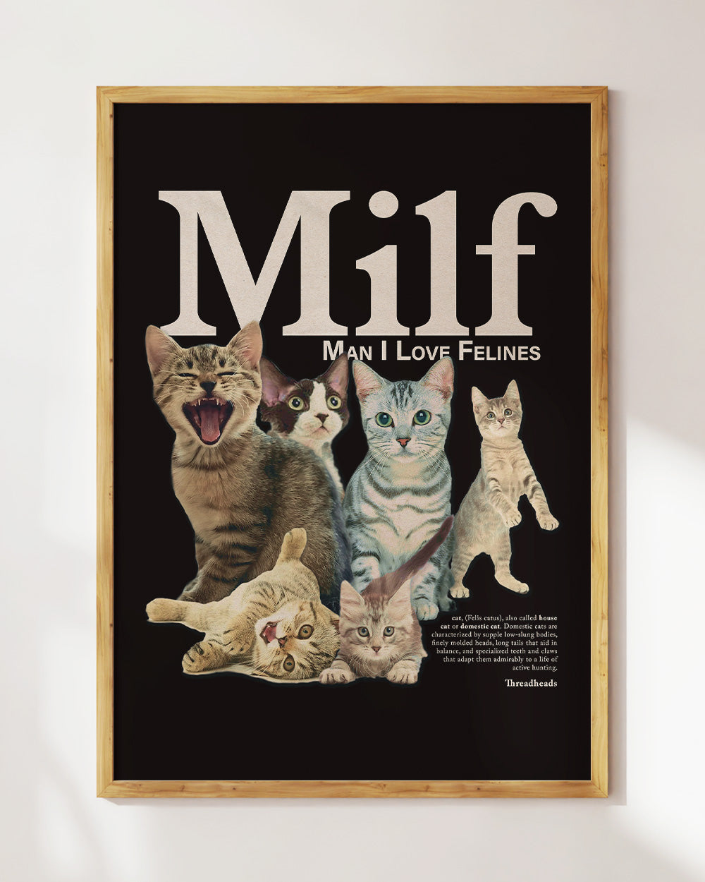 Man I Love Felines Art Print #colour_Black