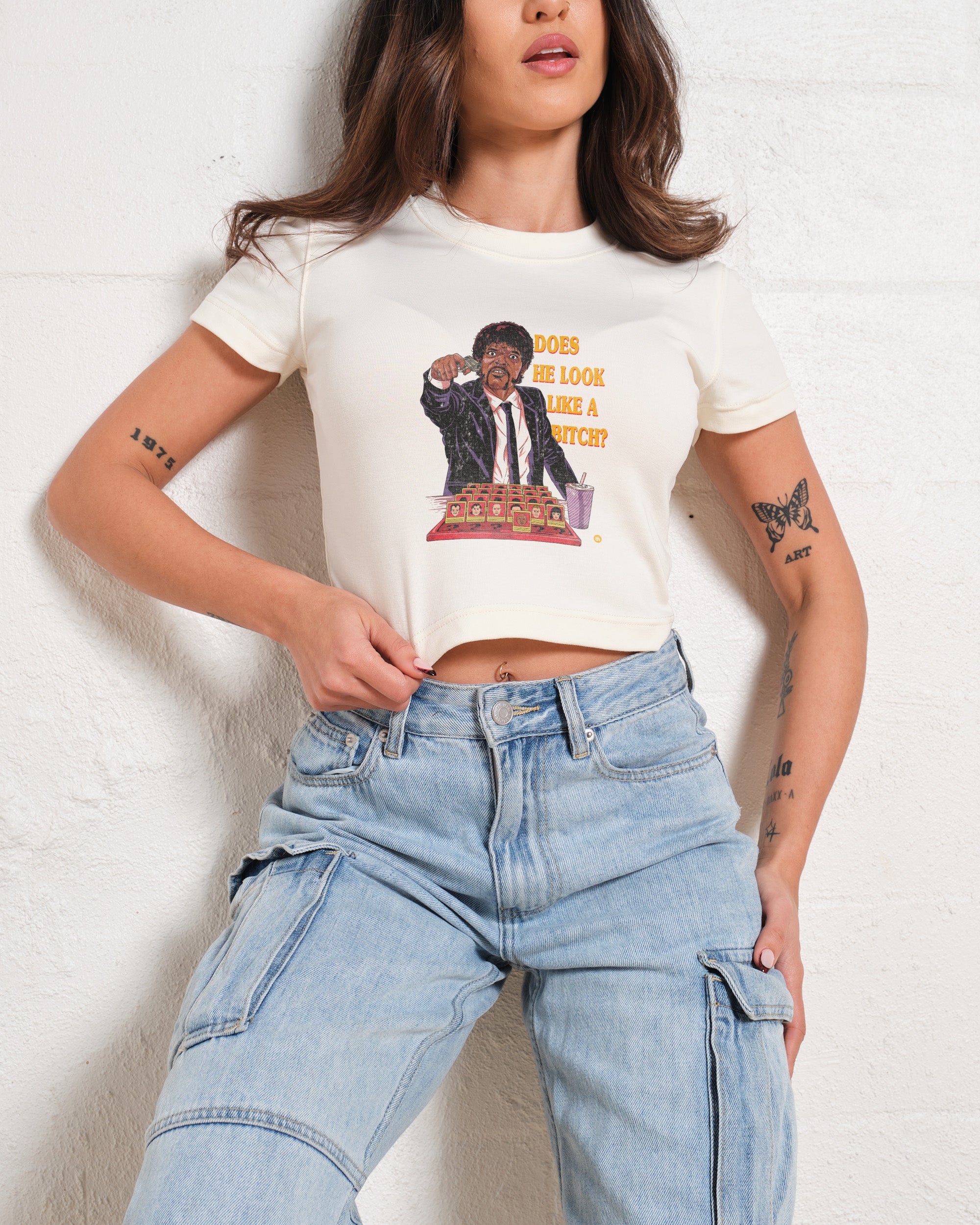 Does He Look Like a Bitch Baby Tee Graphic Baby Tee Australia Online